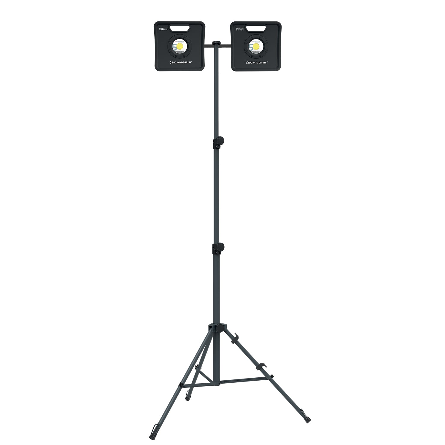 Scangrip Dualbracket per montaggio di due lampade su un unico supporto per illuminazione ottimale.