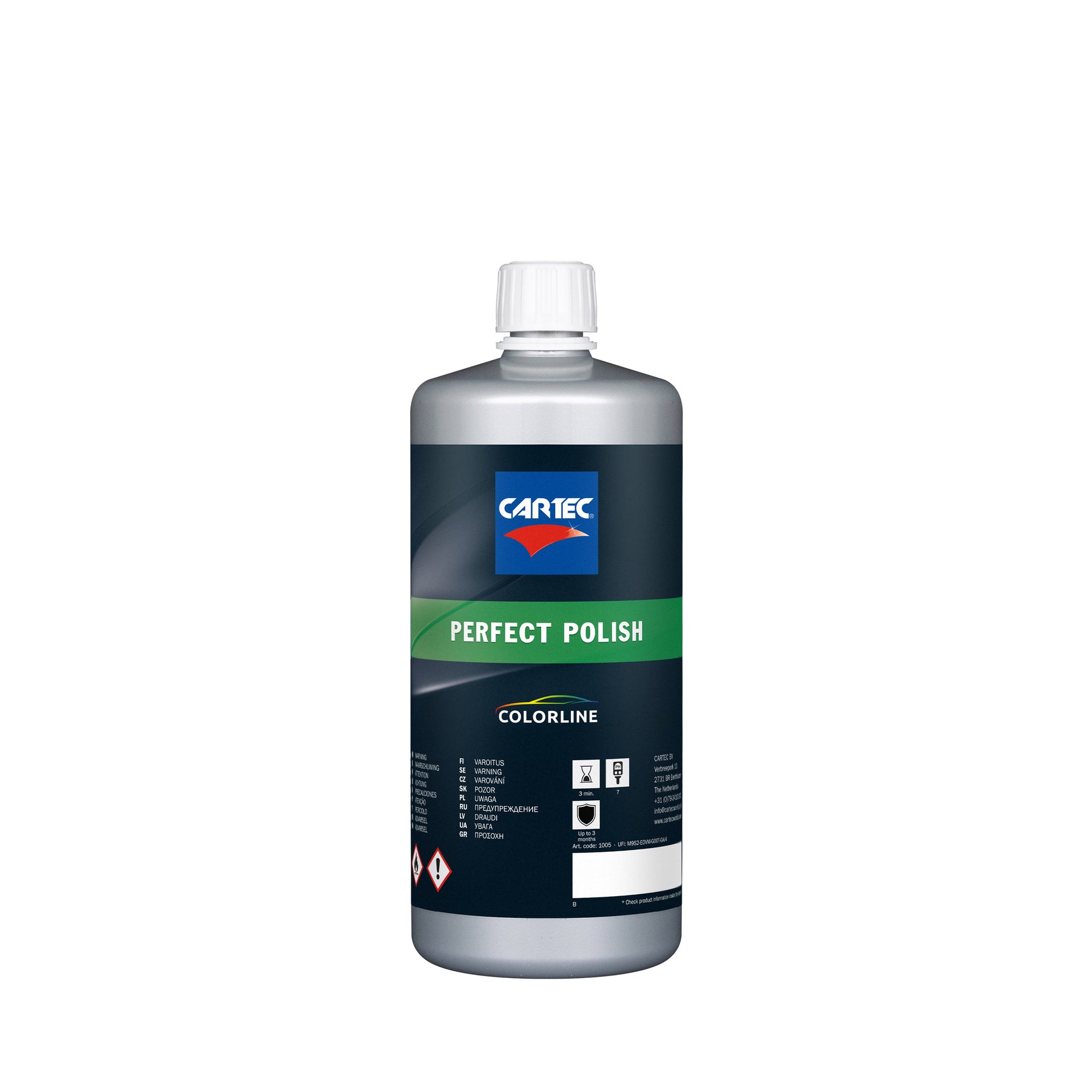 Bottiglia di CARTEC Perfect Polish per una finitura impeccabile delle superfici dell'auto.