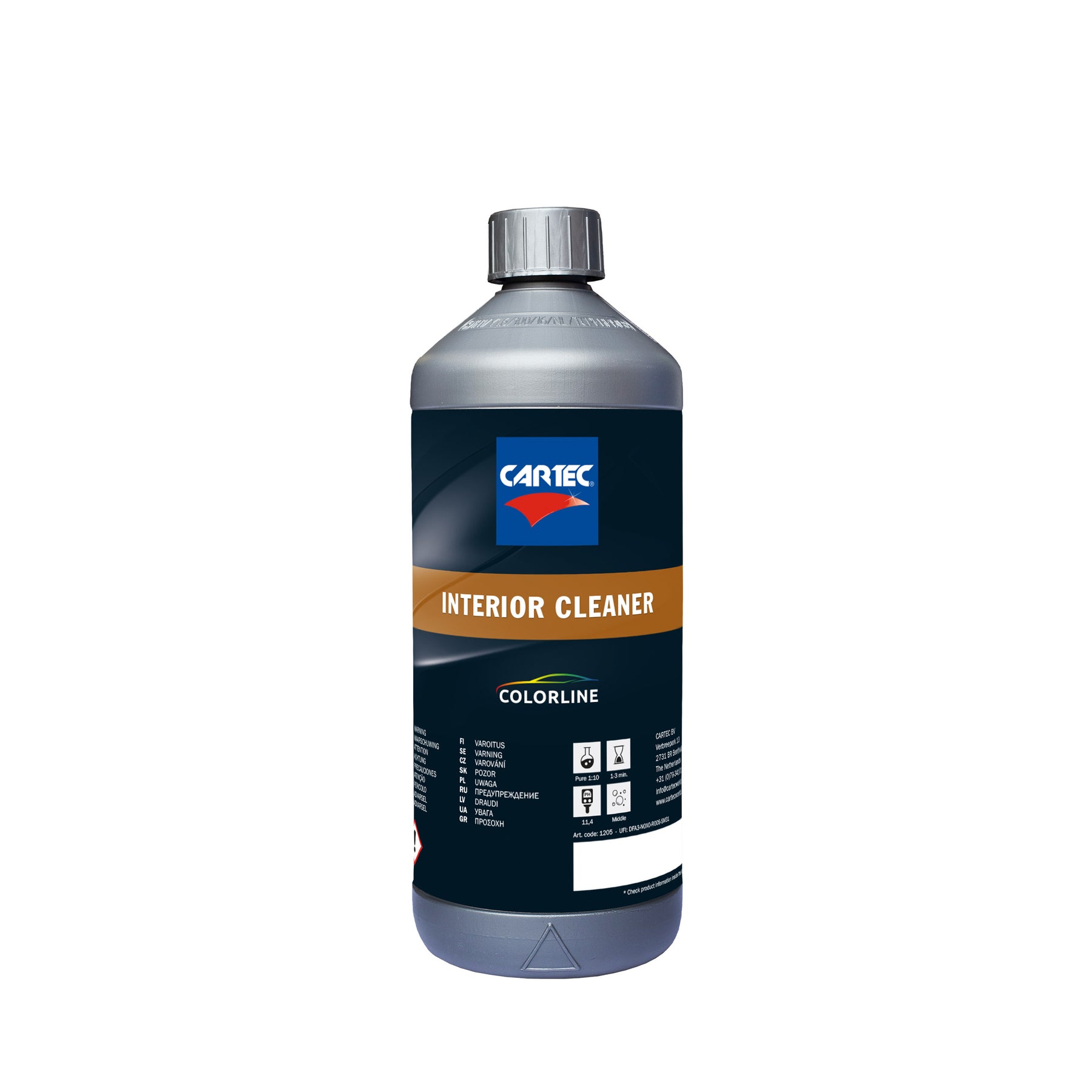 Bottiglia di CARTEC Interior Cleaner, detergente per la pulizia degli interni auto, parte della linea Colorline.
