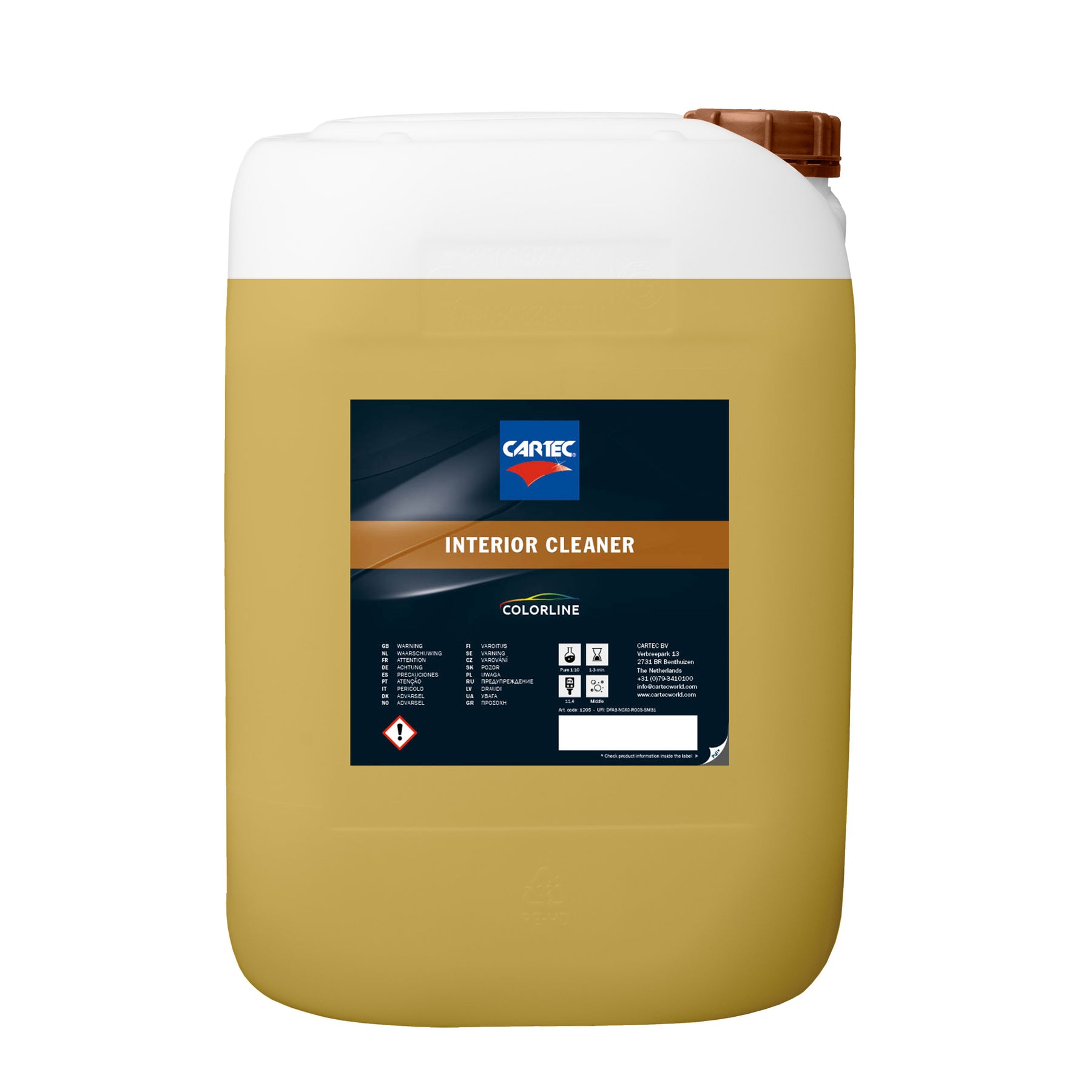 Bottiglia di CARTEC Interior Cleaner, detergente per la pulizia degli interni auto, parte della linea Colorline.