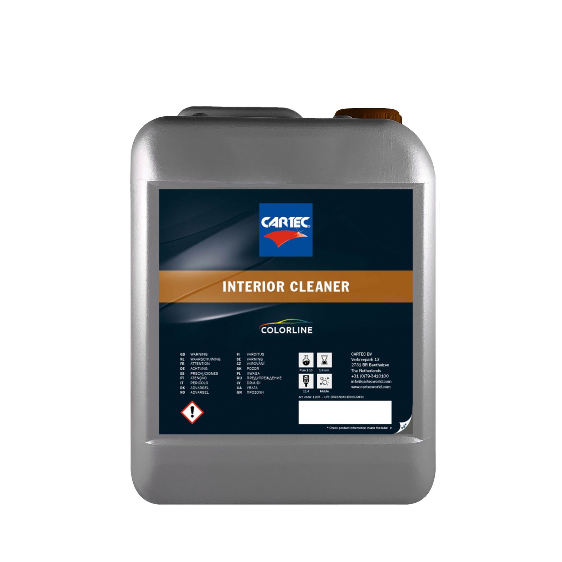 Bottiglia di CARTEC Interior Cleaner, detergente per la pulizia degli interni auto, parte della linea Colorline.