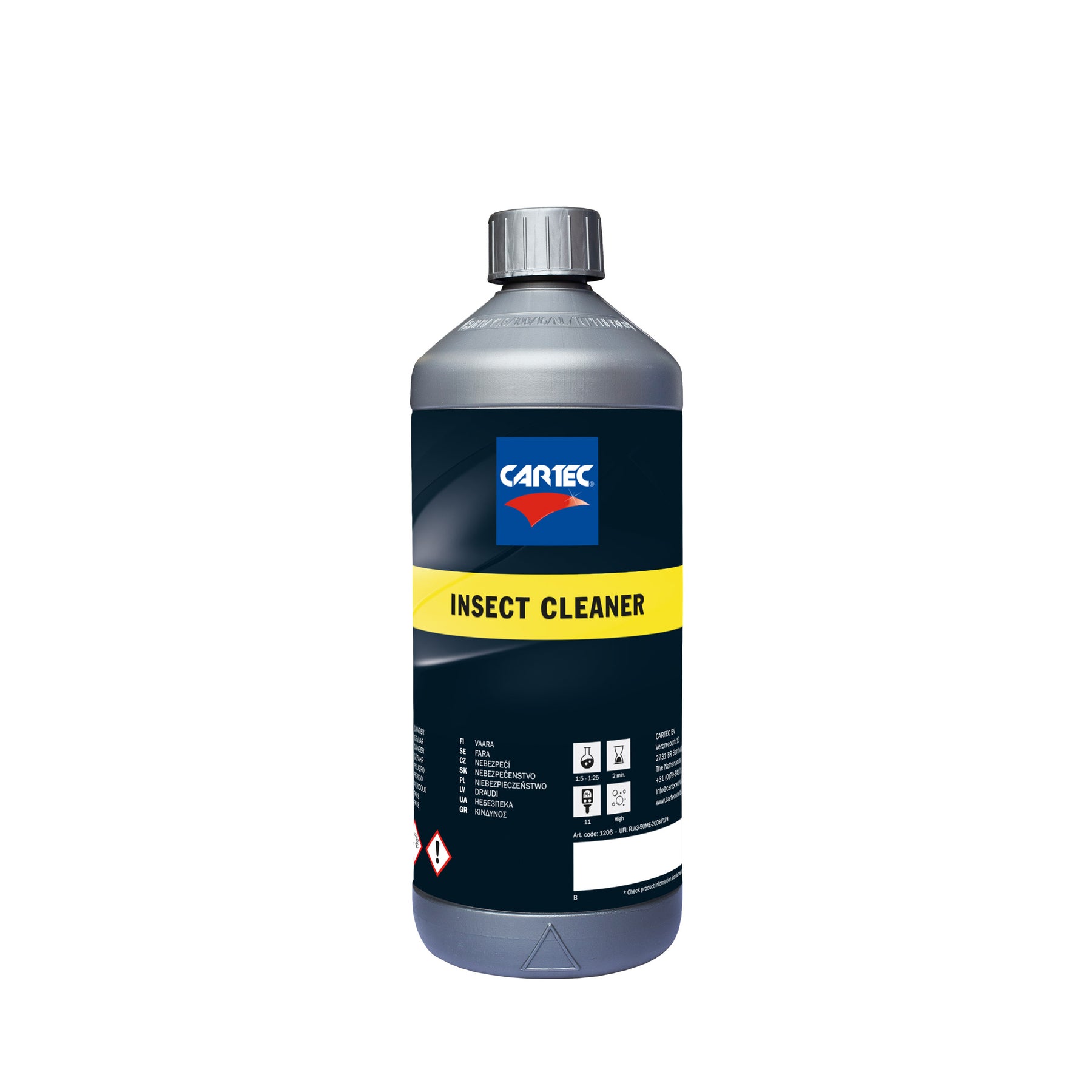 Bottigia di detergente CARTEC Insect Cleaner per la rimozione di insetti e residui stradali.