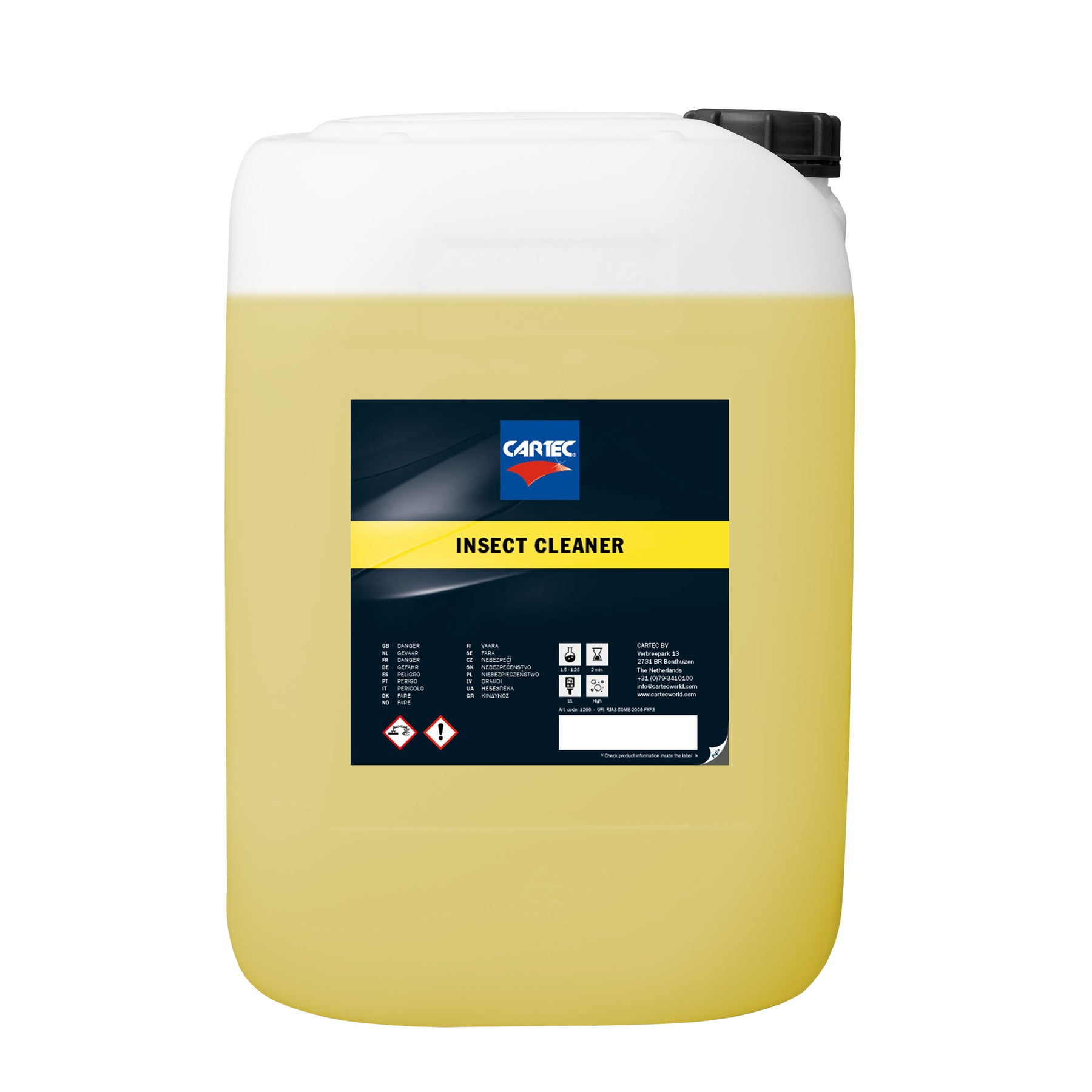 Tanica di detergente CARTEC Insect Cleaner per la rimozione di insetti e residui stradali.