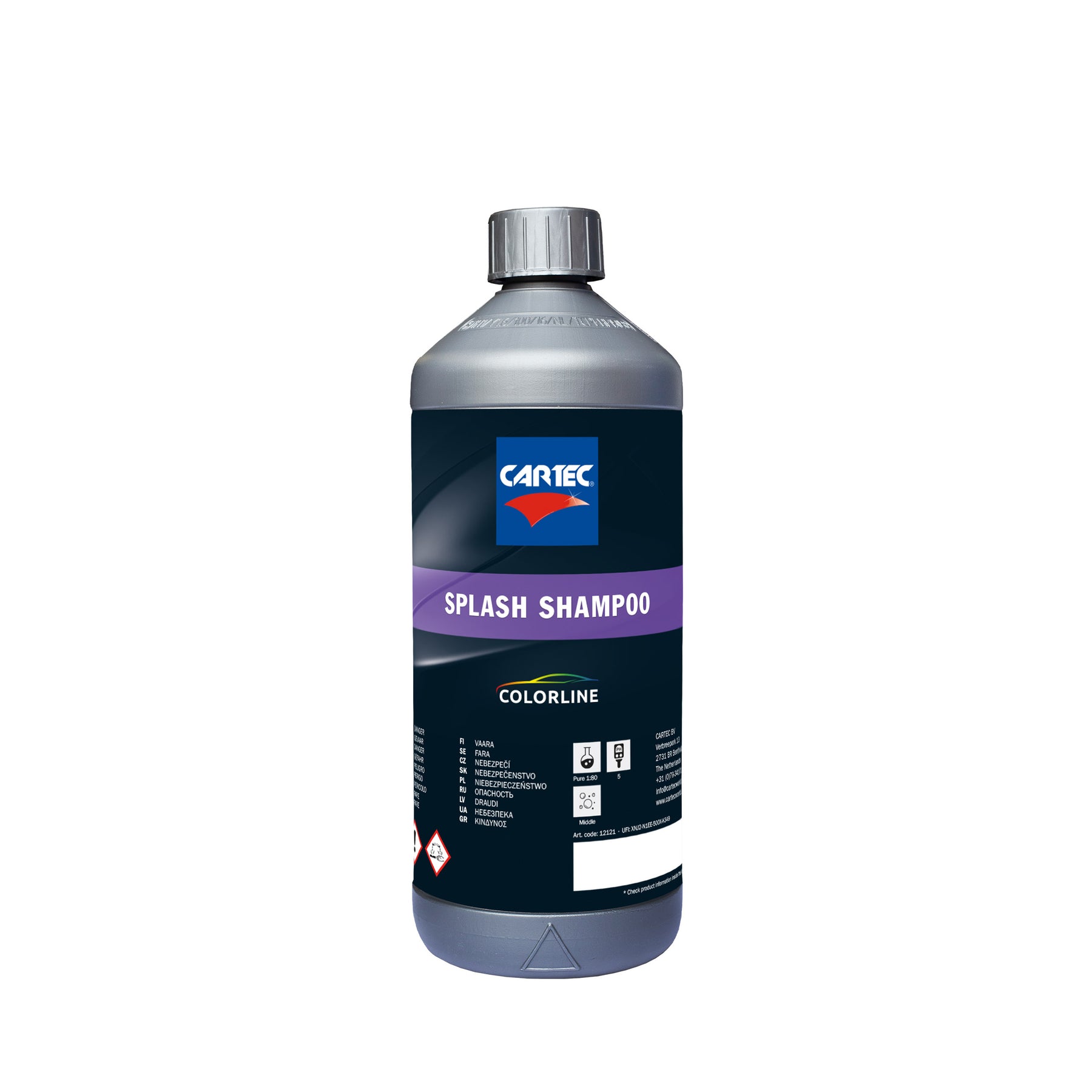Bottiglia di CARTEC Splash Shampoo 2.0 per un lavaggio auto completo e delicato.