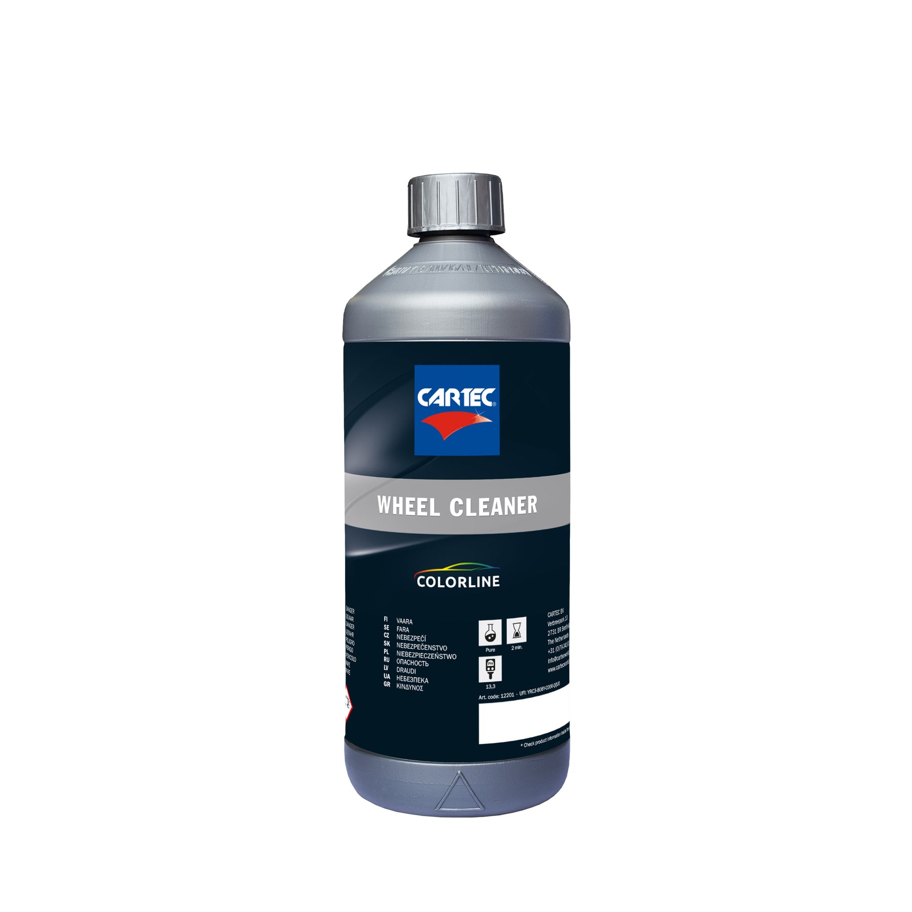 Bottiglia di CARTEC Wheel Cleaner Acid Free per la pulizia sicura ed efficace dei cerchi auto.