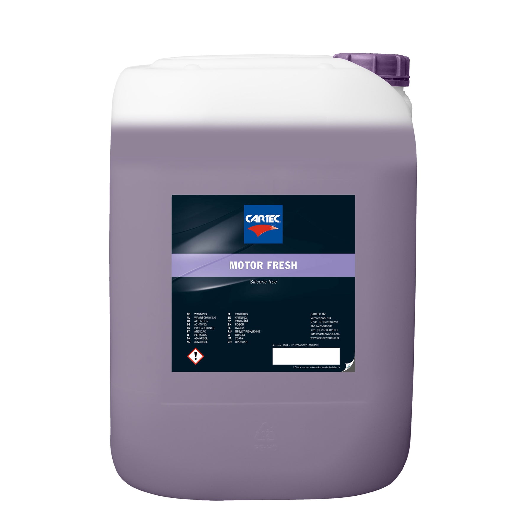 Tanica di detergente CARTEC Motor Fresh Silicon Free per la pulizia del vano motore senza siliconi.