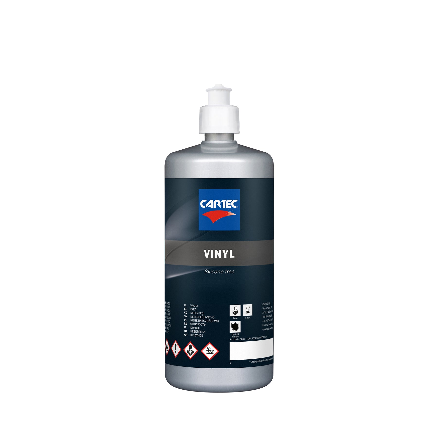 Bottiglia di CARTEC Vinyl Silicon Free per il trattamento delle superfici in vinile senza siliconi.