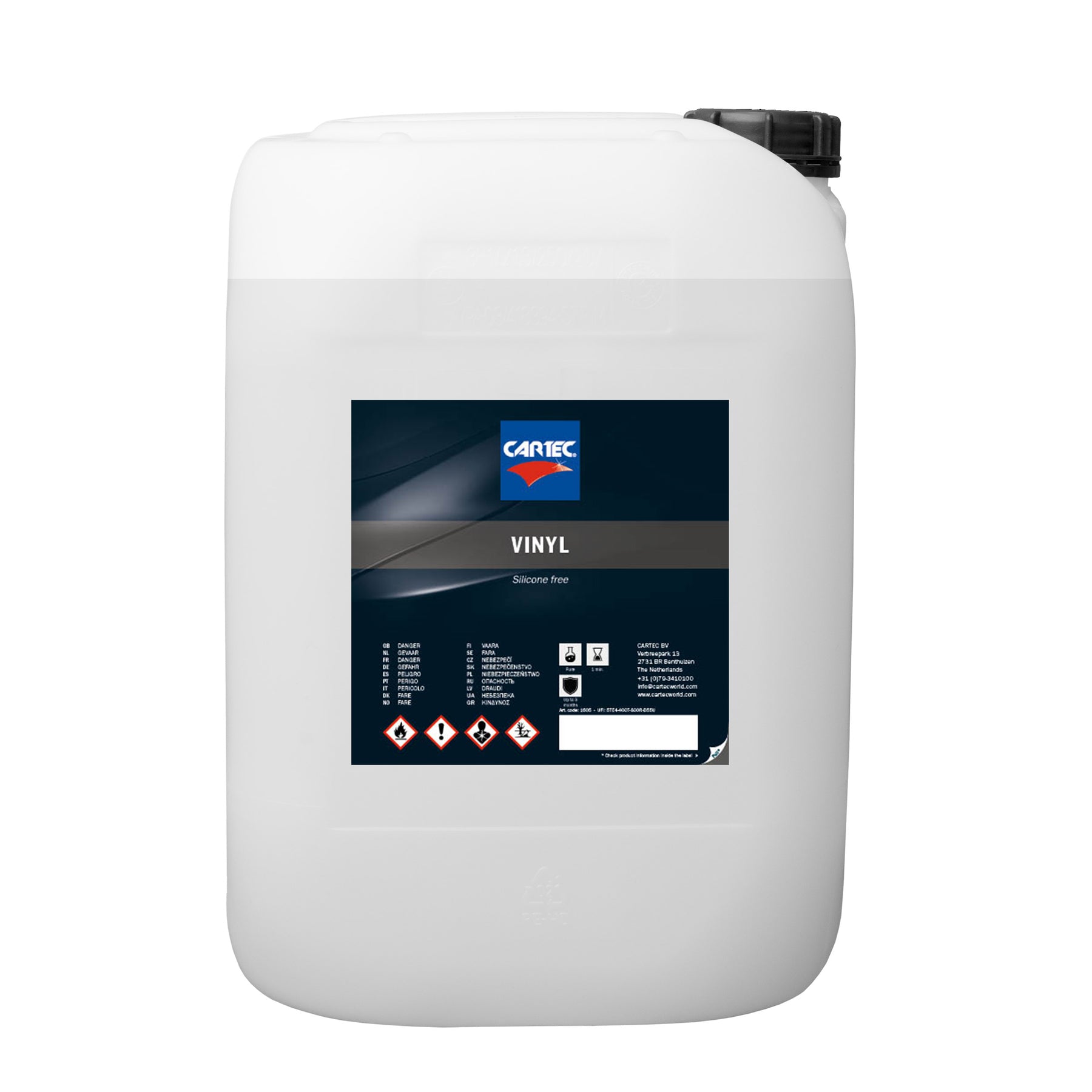 Tanica di CARTEC Vinyl Silicon Free per il trattamento delle superfici in vinile senza siliconi.