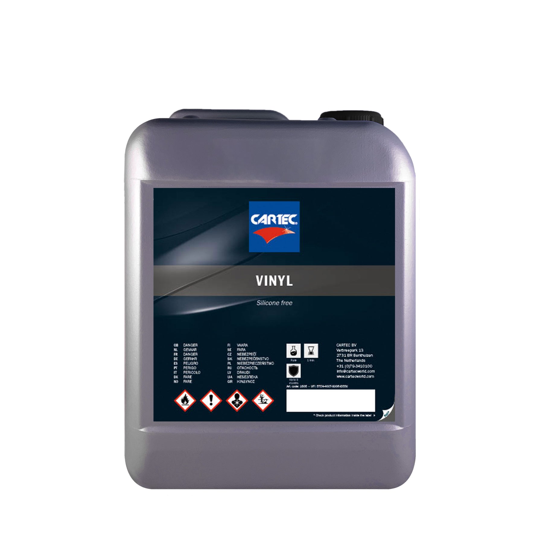 Tanica di CARTEC Vinyl Silicon Free per il trattamento delle superfici in vinile senza siliconi.