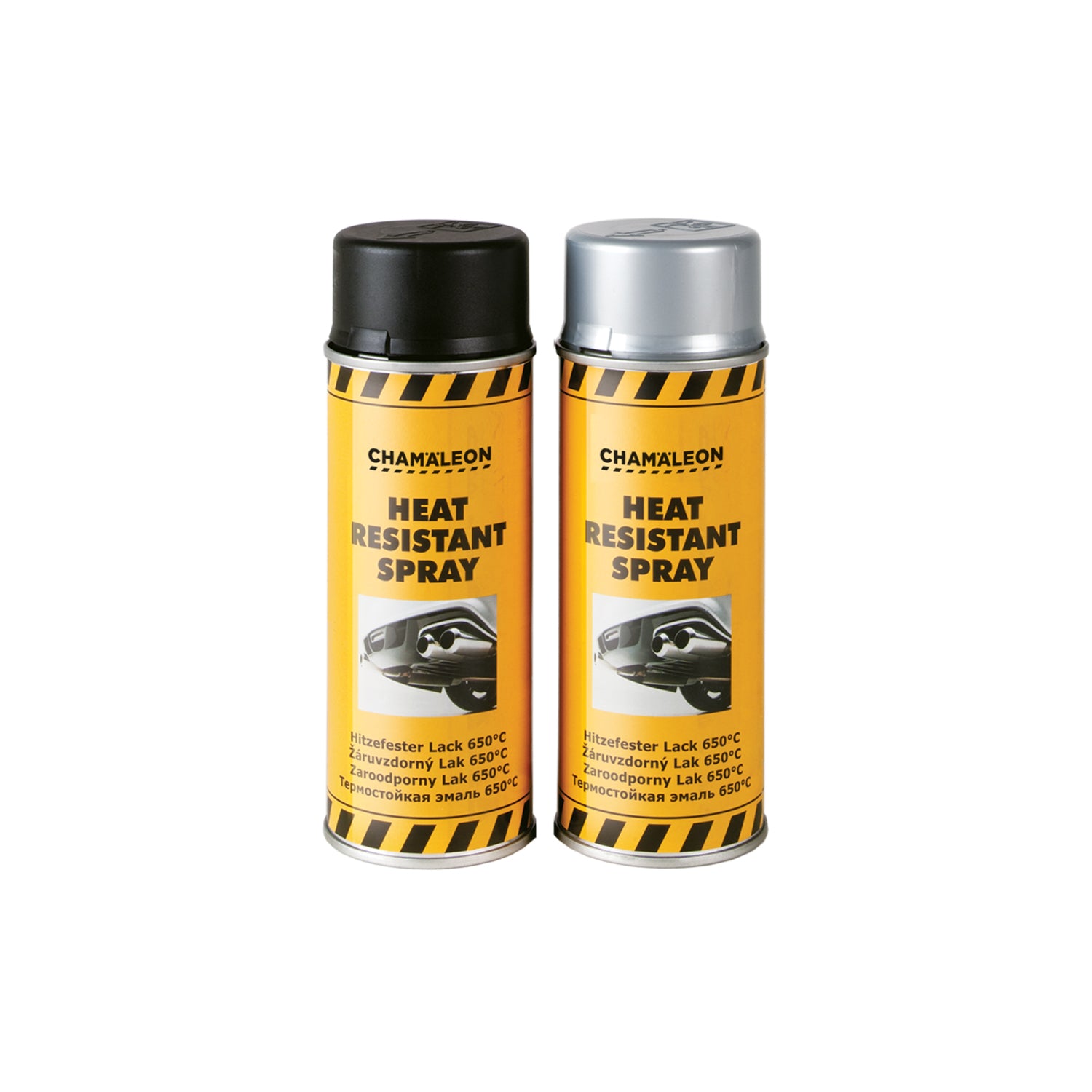 Chamaleon Aerosol Heat Resistant Paint 650°C, vernice spray ad alta resistenza termica per superfici esposte a calore intenso.