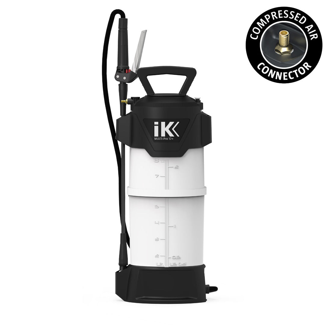 Nebulizzatore IK Multi Pro 12, dotato di connettore per aria compressa, progettato per applicazioni di detailing professionale.