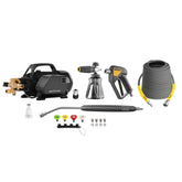 Kit completo ACTIVE Idropulitrice 2.3 con struttura rinforzata, pompa Pro a 5 pistoni, foam gun, pistola, tubo flessibile e lancia professionale