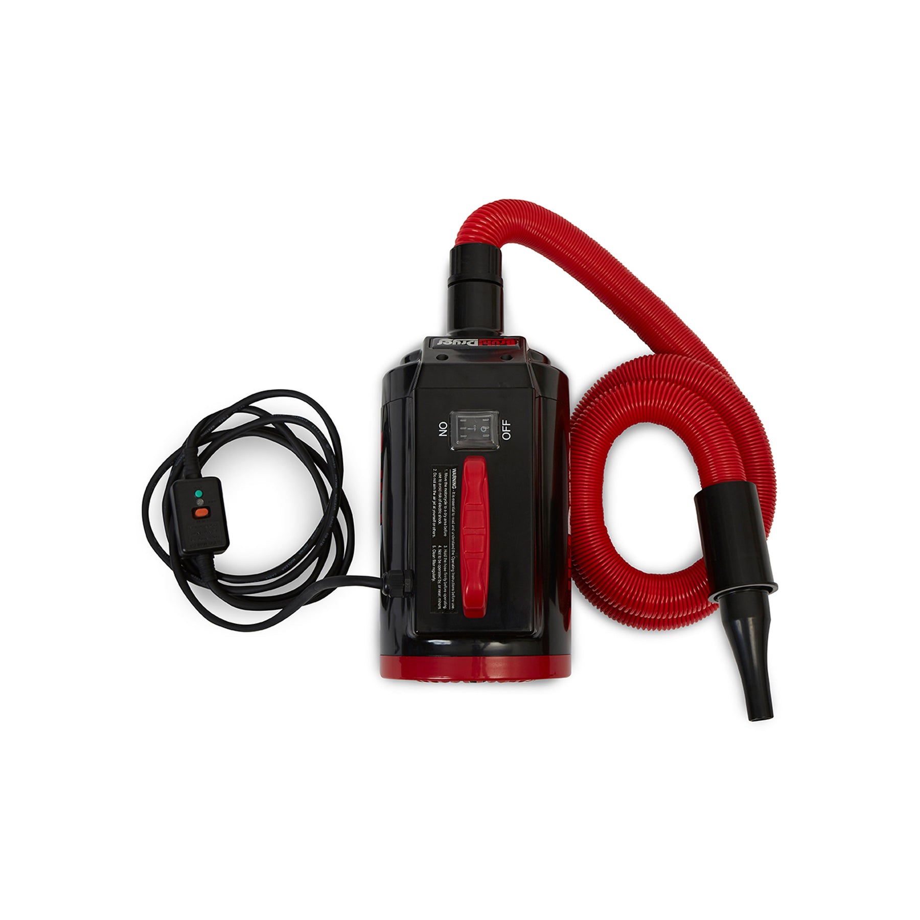 Brühl Dryer MD1400 con tubo estensibile rosso e tre ugelli, per asciugatura efficace di auto, moto e camion