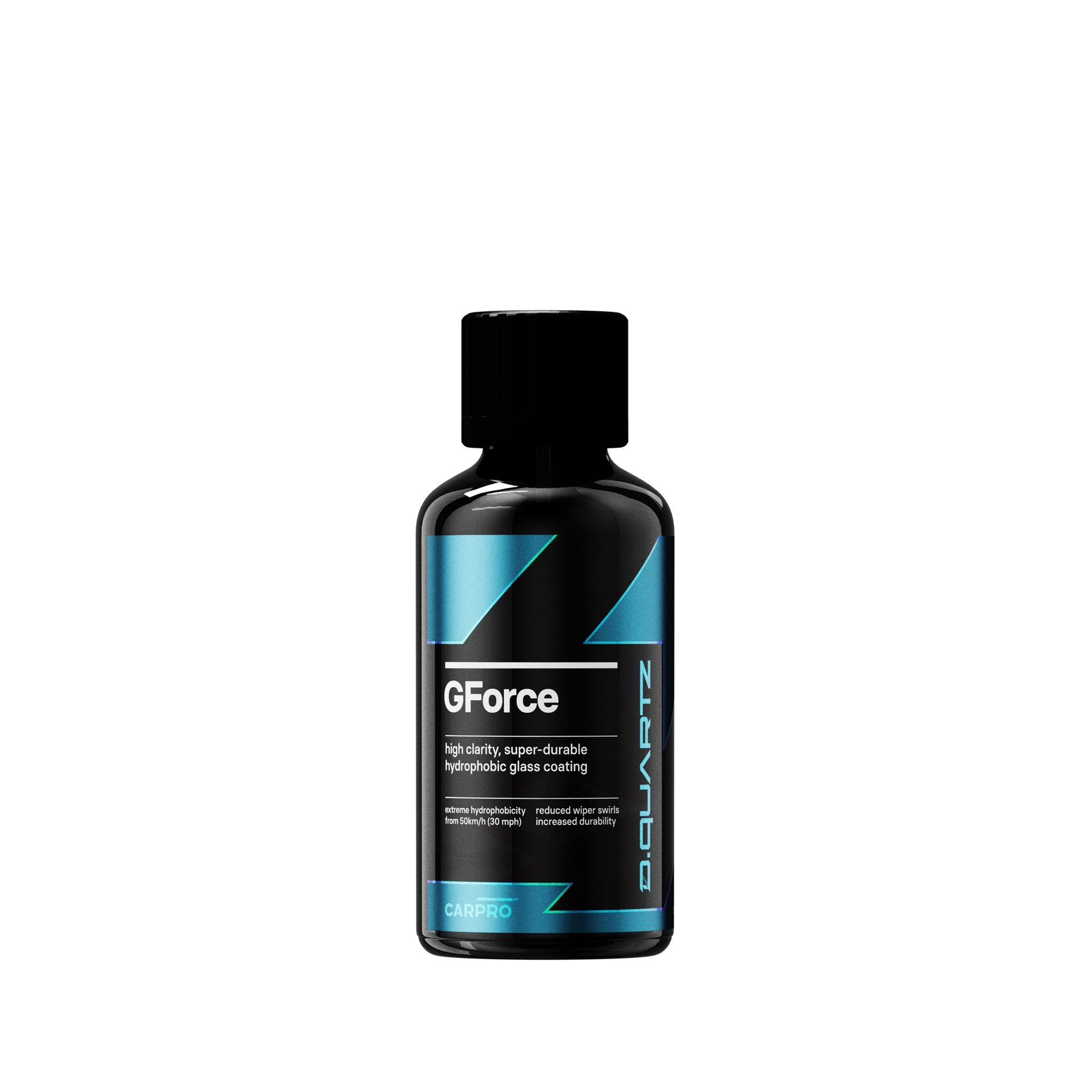 Flacone di CARPRO D.QUARTZ GForce su sfondo bianco, rivestimento nano-ceramico idrofobico per una protezione avanzata e duratura del veicolo.