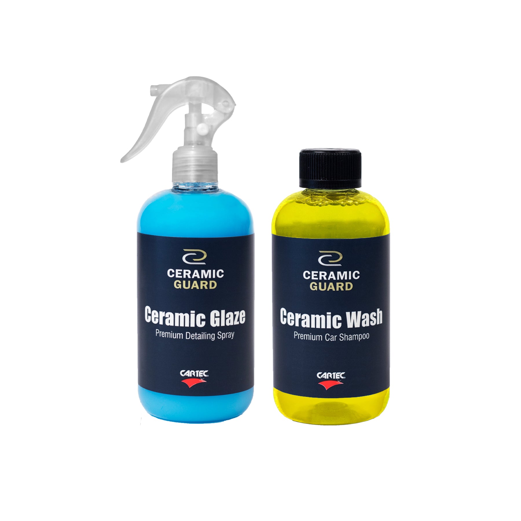 Kit Mantenimento Ceramic Guard CARTEC – include Ceramic Glaze Premium Detailing Spray e Ceramic Wash Premium Car Shampoo, perfetto per mantenere la protezione e la brillantezza dell'auto.