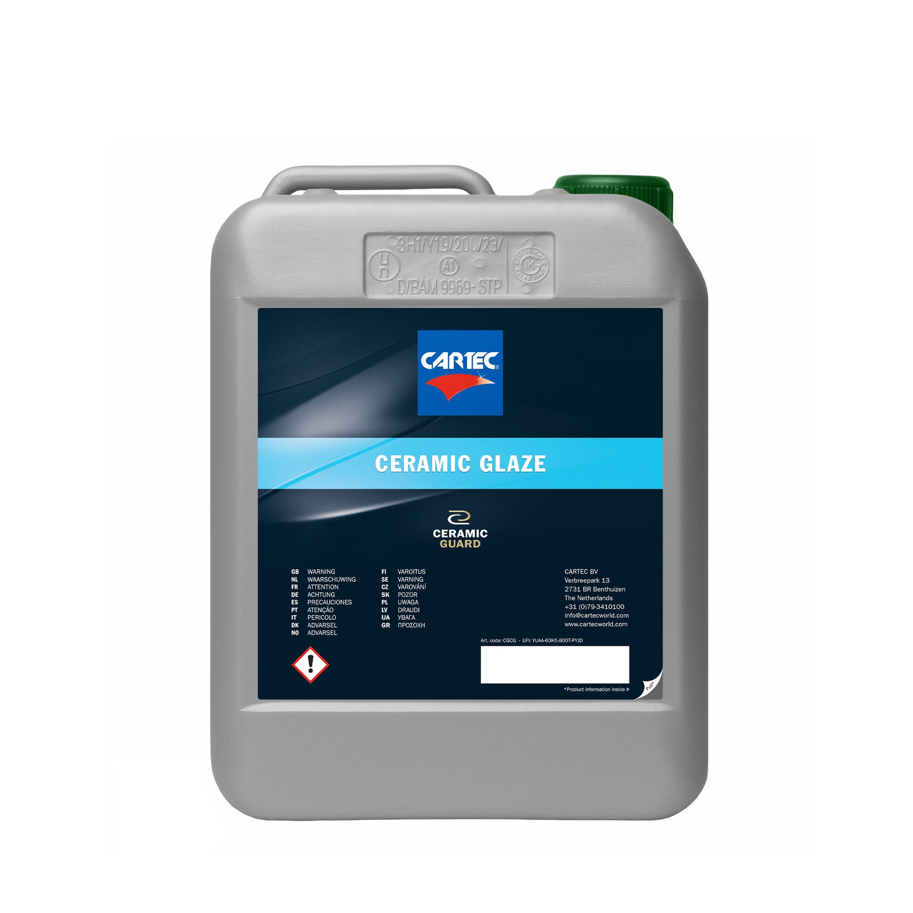 Tanica da 5 litri di CARTEC Ceramic Glaze – prodotto professionale per detailing auto, garantisce una protezione e una brillantezza superiori.