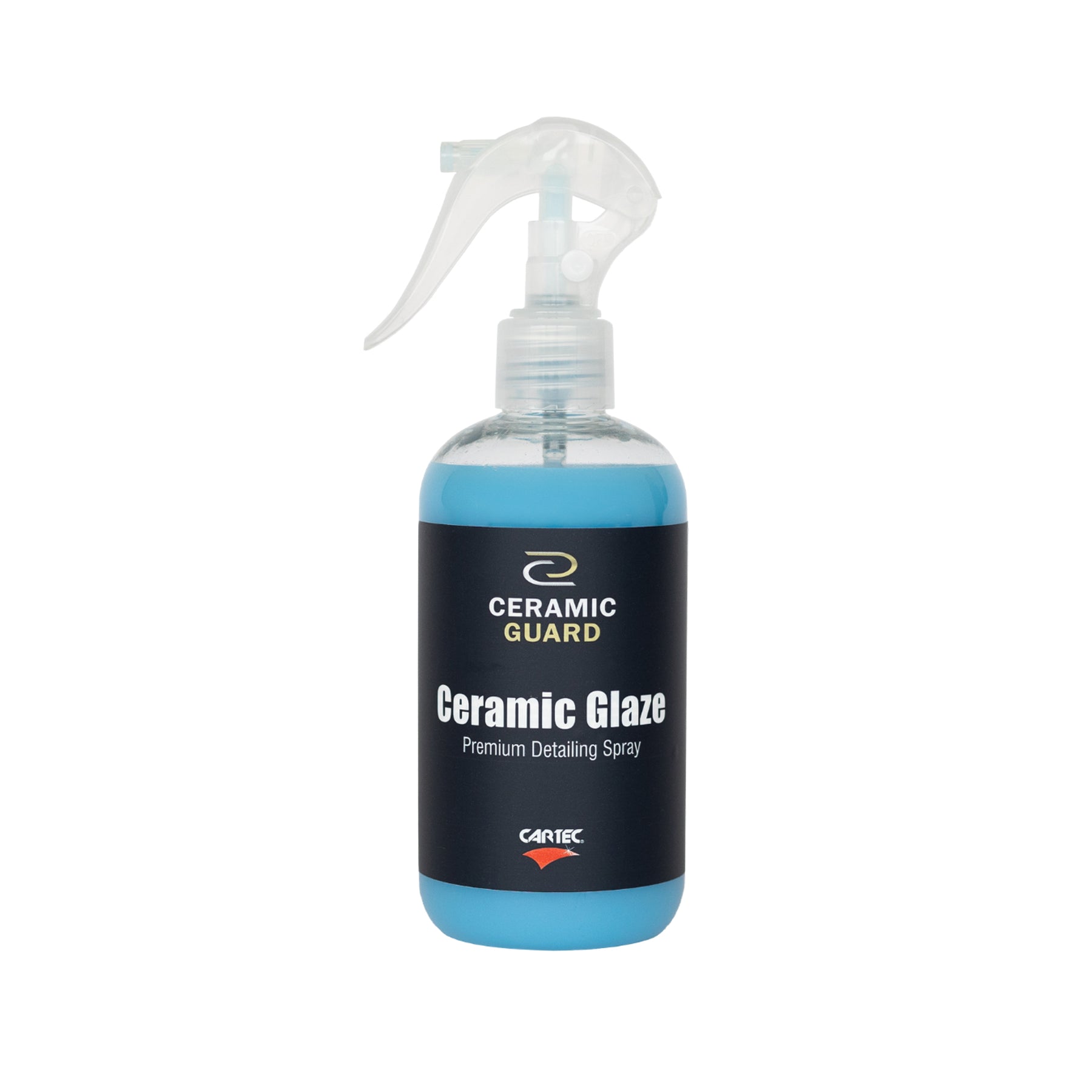 Flacone di CARTEC Ceramic Glaze Premium Detailing Spray – uno spray di alta qualità progettato per una finitura brillante e protettiva sui veicoli.