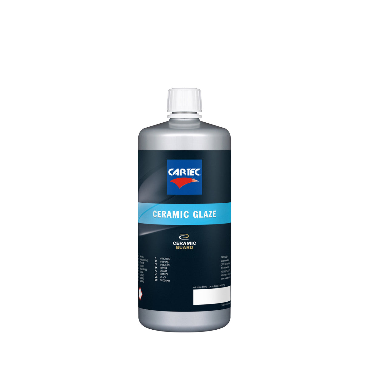 Flacone da 1 litro di CARTEC Ceramic Glaze – prodotto per detailing auto di alta qualità, offre una finitura protettiva e brillante.