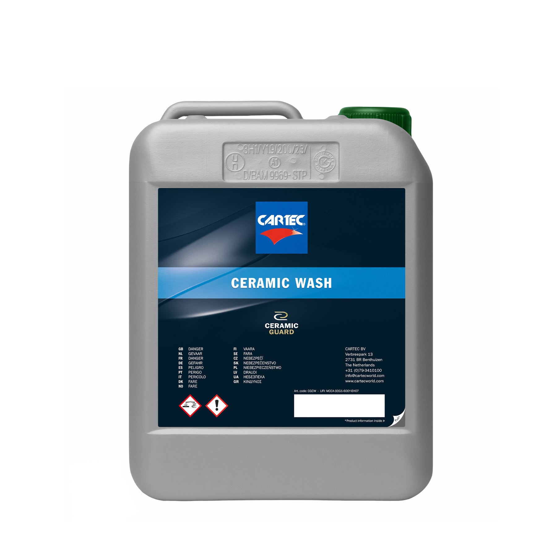 Tanica da 5 litri di CARTEC Ceramic Wash Shampoo – detergente per auto di alta qualità che offre una pulizia profonda e una protezione ceramica duratura.