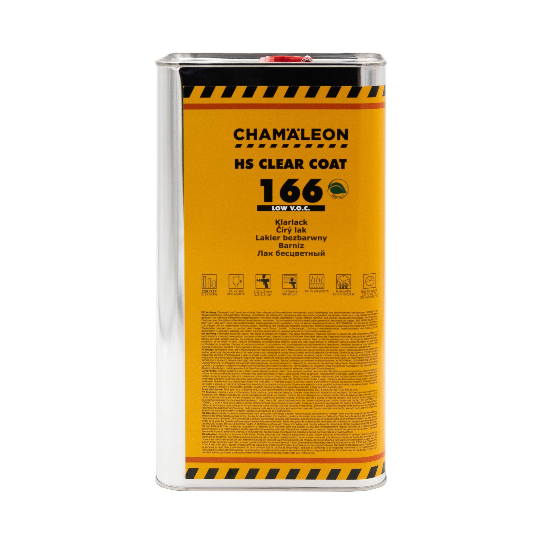 Chamaleon HS 2K Clear Coat Low VOC, vernice trasparente a basso contenuto di VOC per finitura lucida su superfici verniciate.