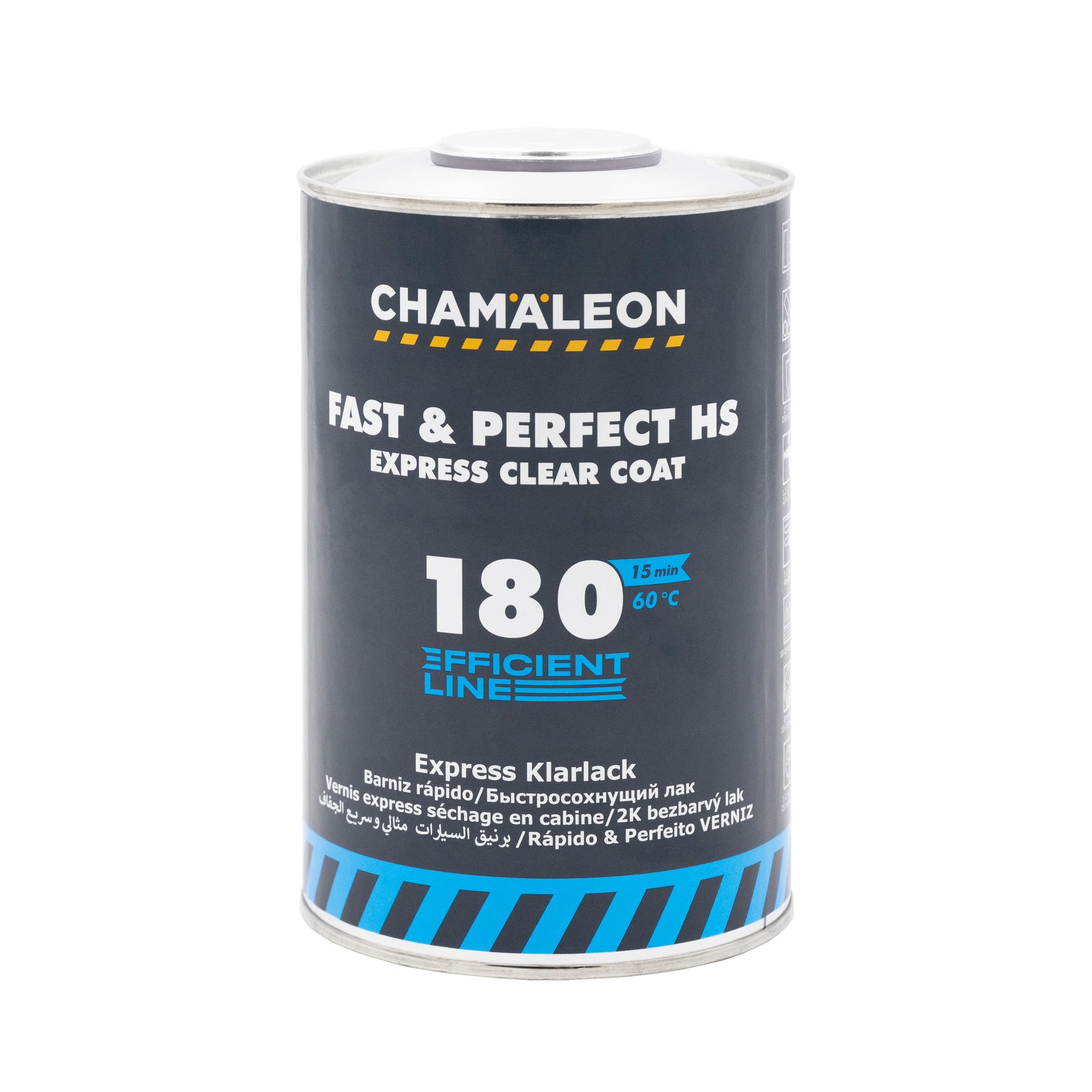 Chamaleon HS 2K Fast & Perfect Express Clear Coat, vernice trasparente a rapida essiccazione per finitura lucida su superfici verniciate.