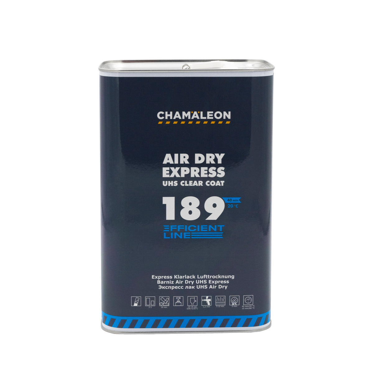 Latta di Chamaleon UHS 2K Air Dry Express Clear Coat per una finitura rapida e brillante.