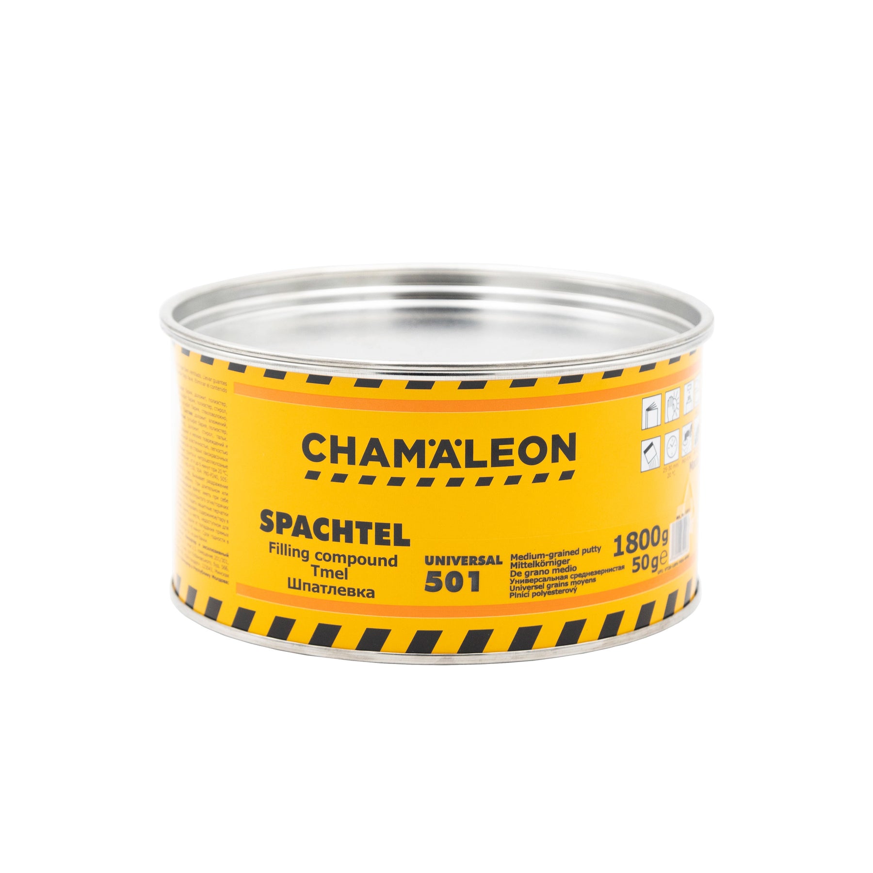 Barattolo di Chamaleon Universal Medium Grained Putty per una stuccatura versatile e di alta qualità.