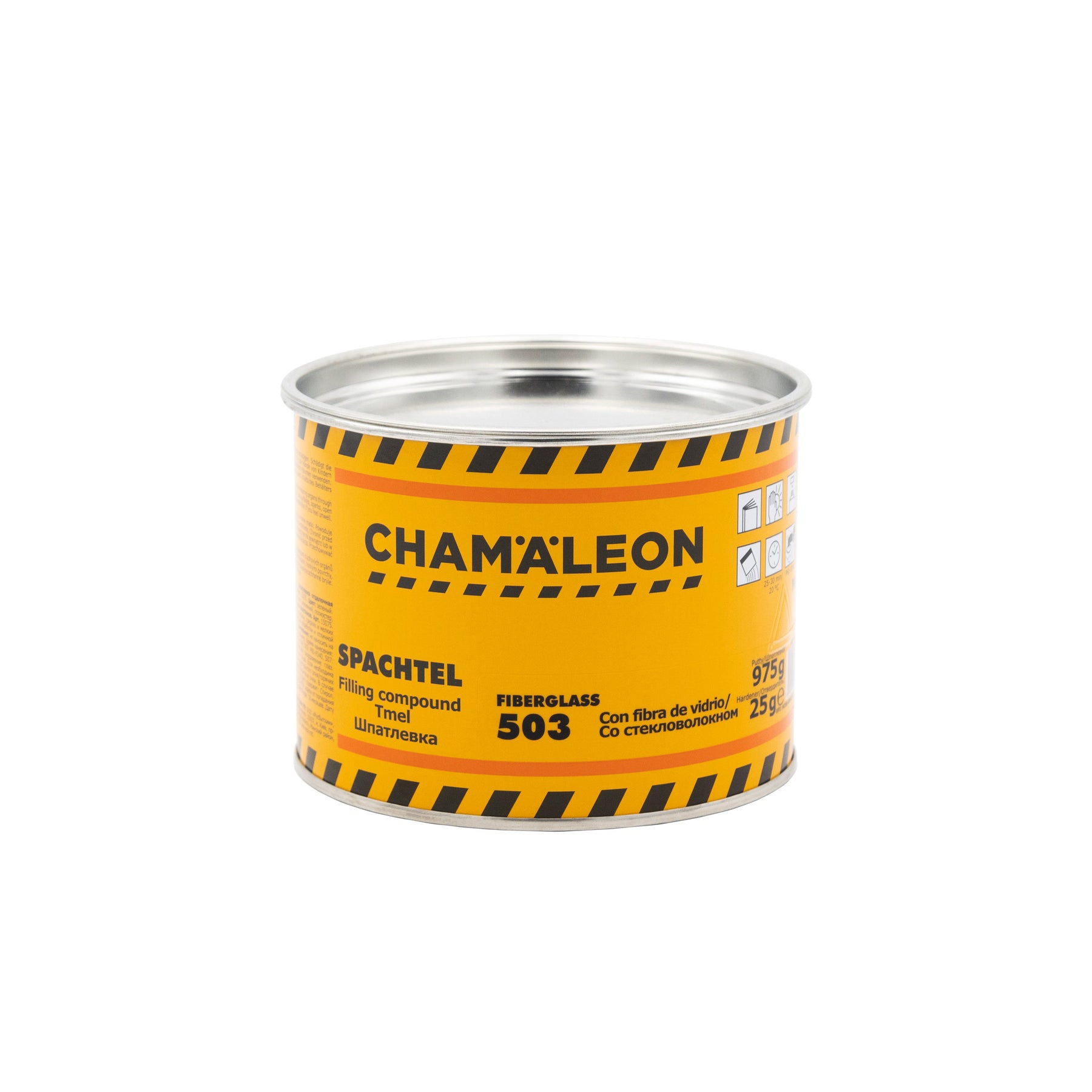 Chamaleon Fiber Glass Putty, stucco in vetroresina per riparazioni durevoli su superfici metalliche e plastiche.