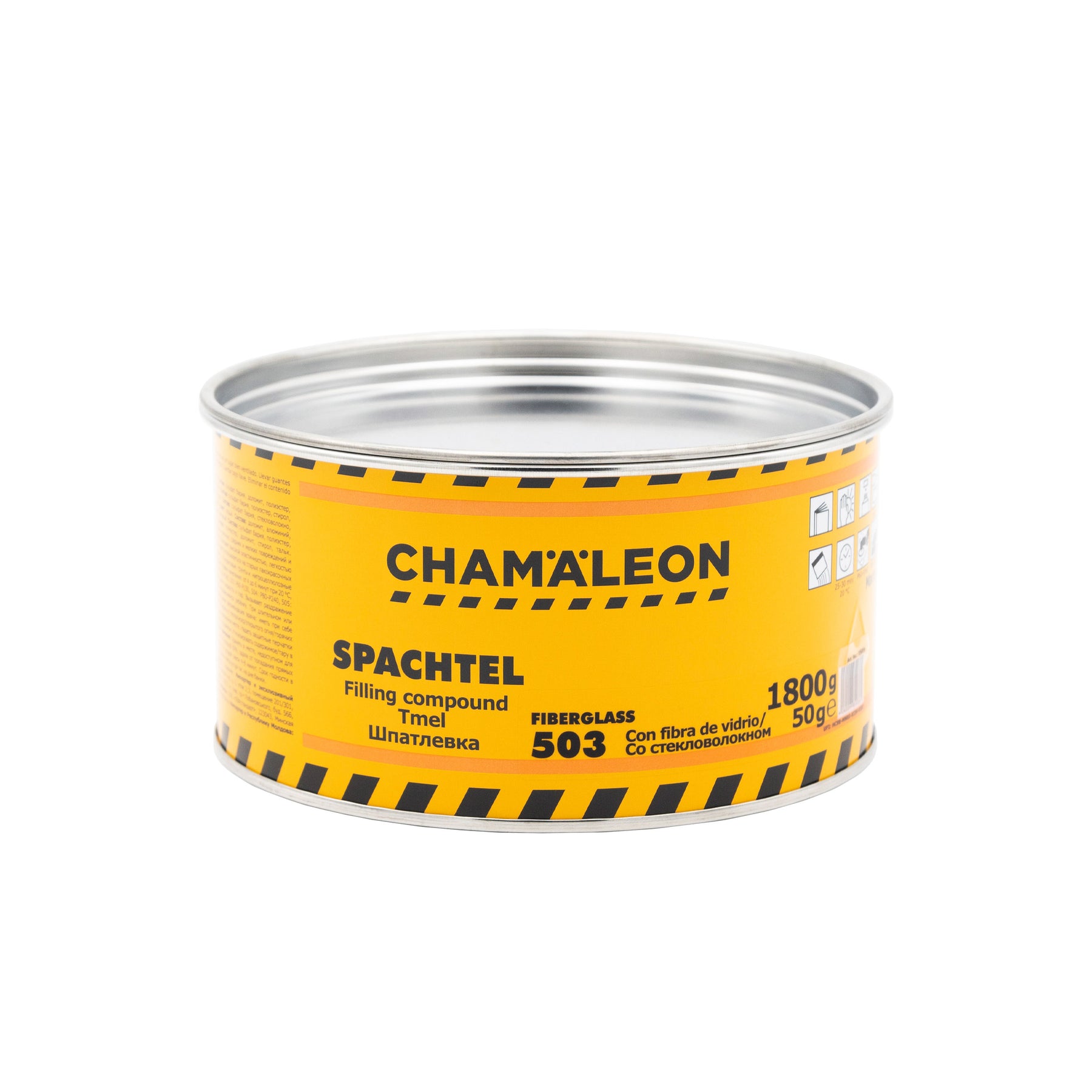 Chamaleon Fiber Glass Putty, stucco in vetroresina per riparazioni durevoli su superfici metalliche e plastiche.