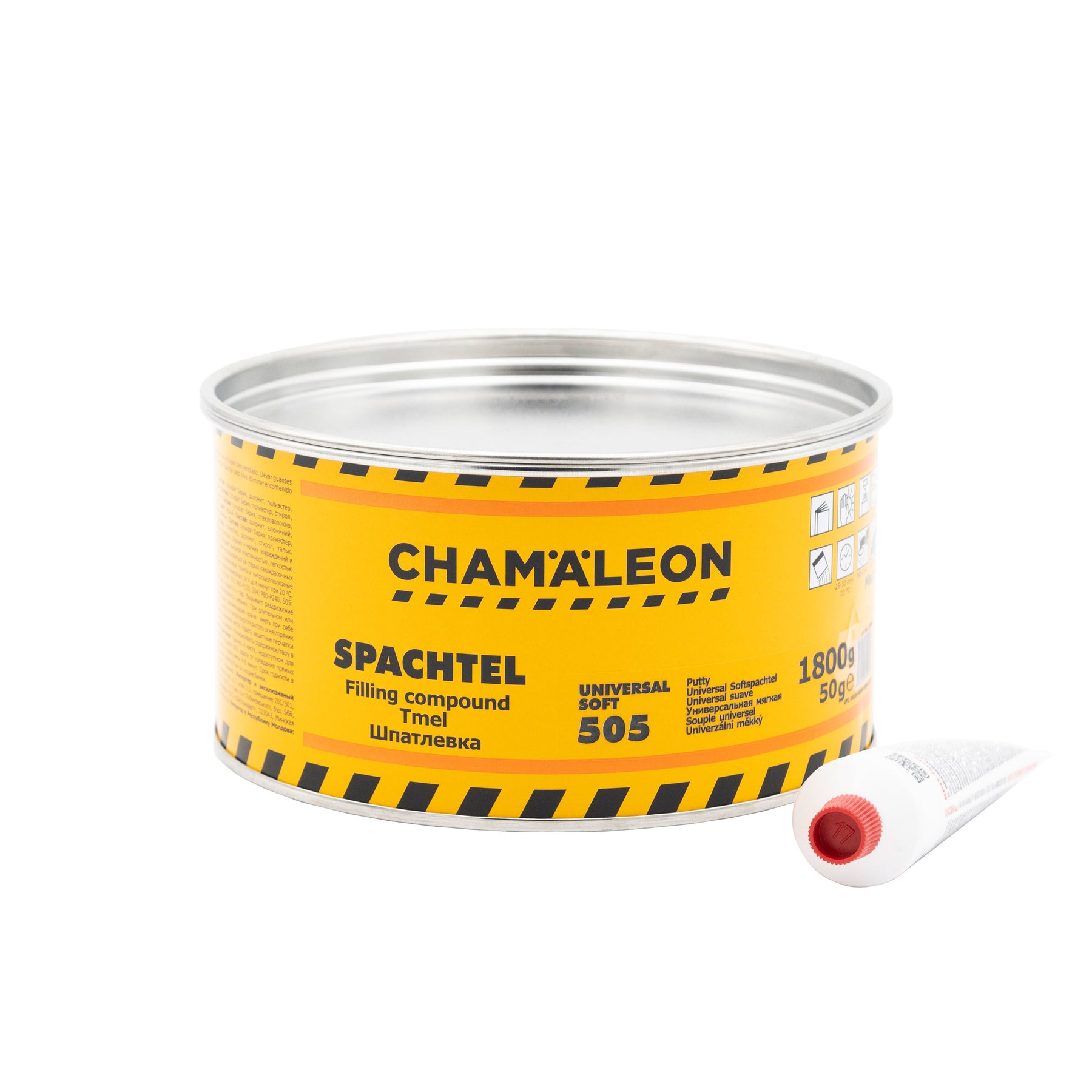 Barattolo di Chamaleon Super Soft Putty per una stuccatura liscia e senza imperfezioni.