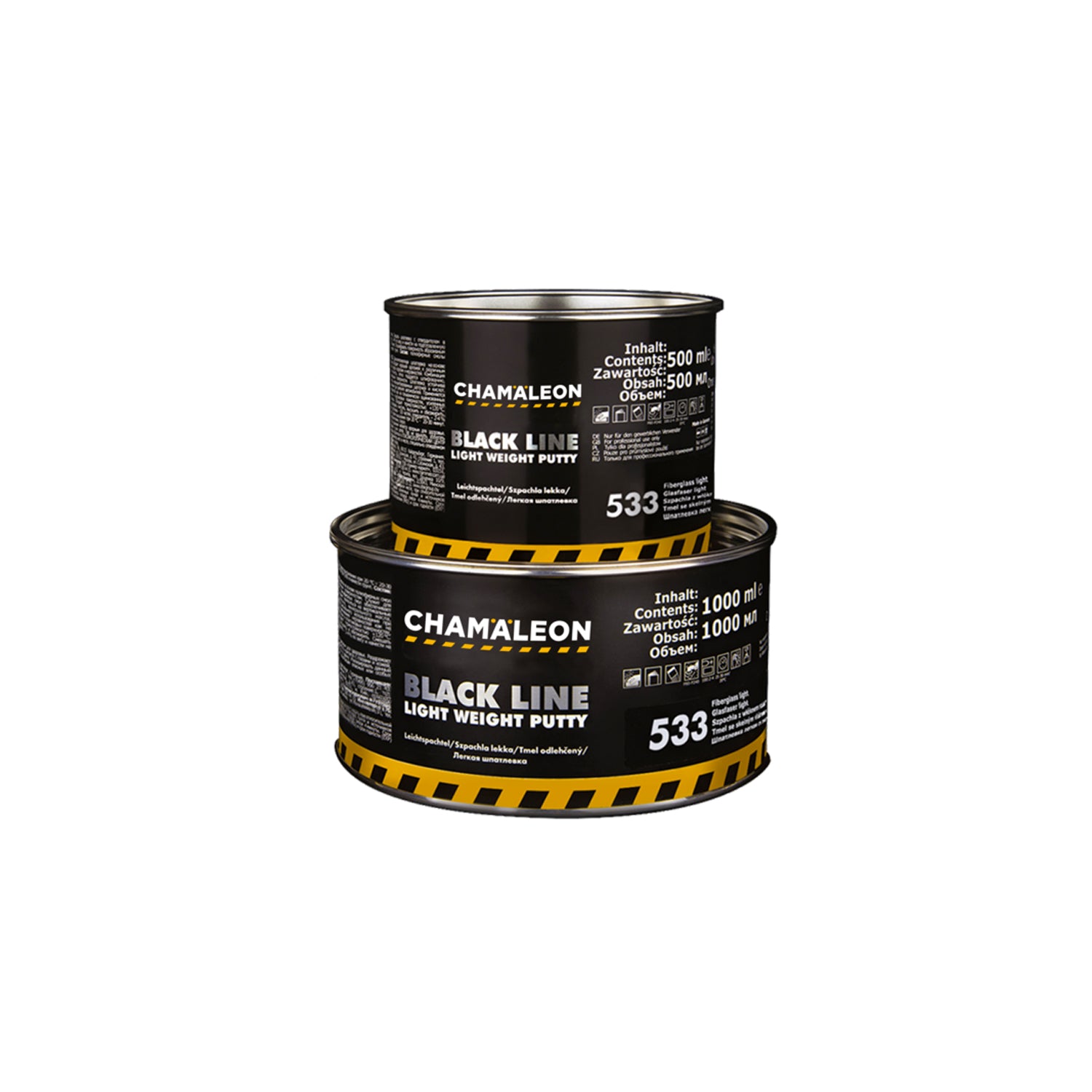 Chamaleon Fiberglass Light Putty, stucco leggero in fibra di vetro per riparazioni resistenti su superfici metalliche e plastiche.