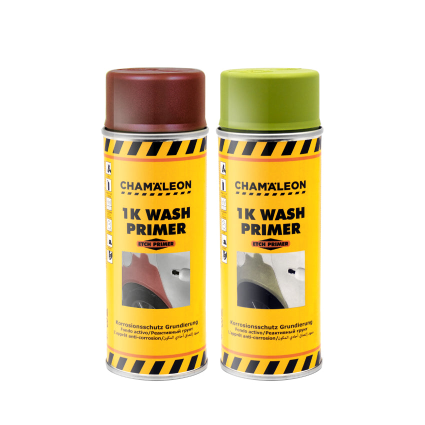 Chamaleon Aerosol Wash Primer, primer lavabile spray per preparazione eccellente di superfici metalliche.