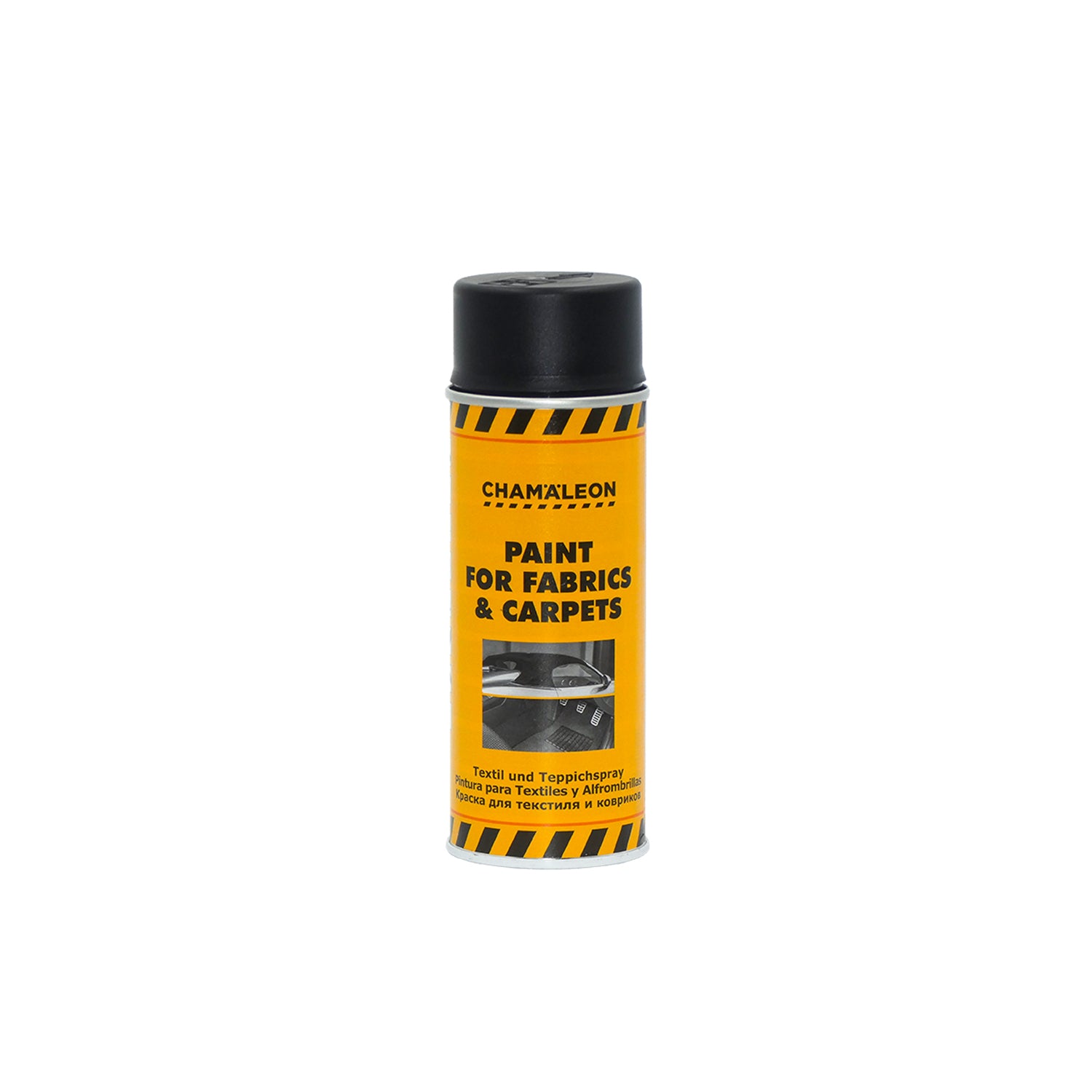 Chamaleon Aerosol Paint for Carpet & Fabric Black, vernice spray nera per rinnovare tappeti e tessuti.
