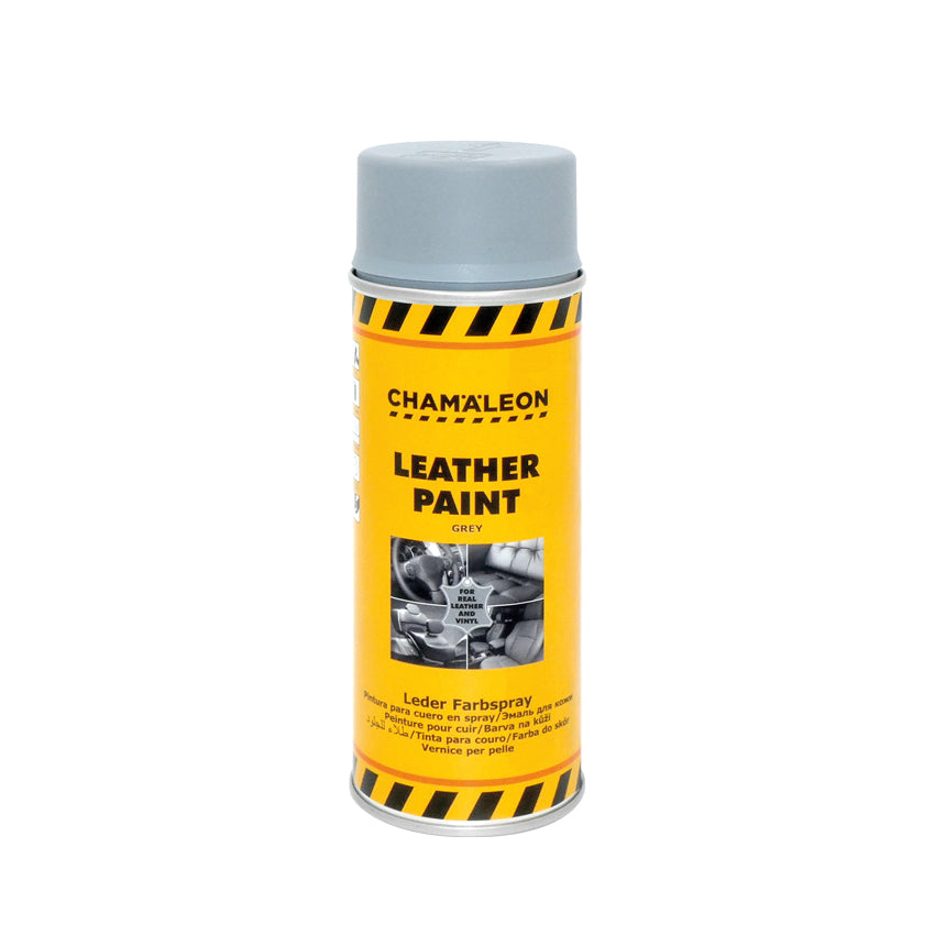 Chamaleon Aerosol Leather Paint Black, vernice spray nera per ripristinare il colore dei sedili in pelle. grigio