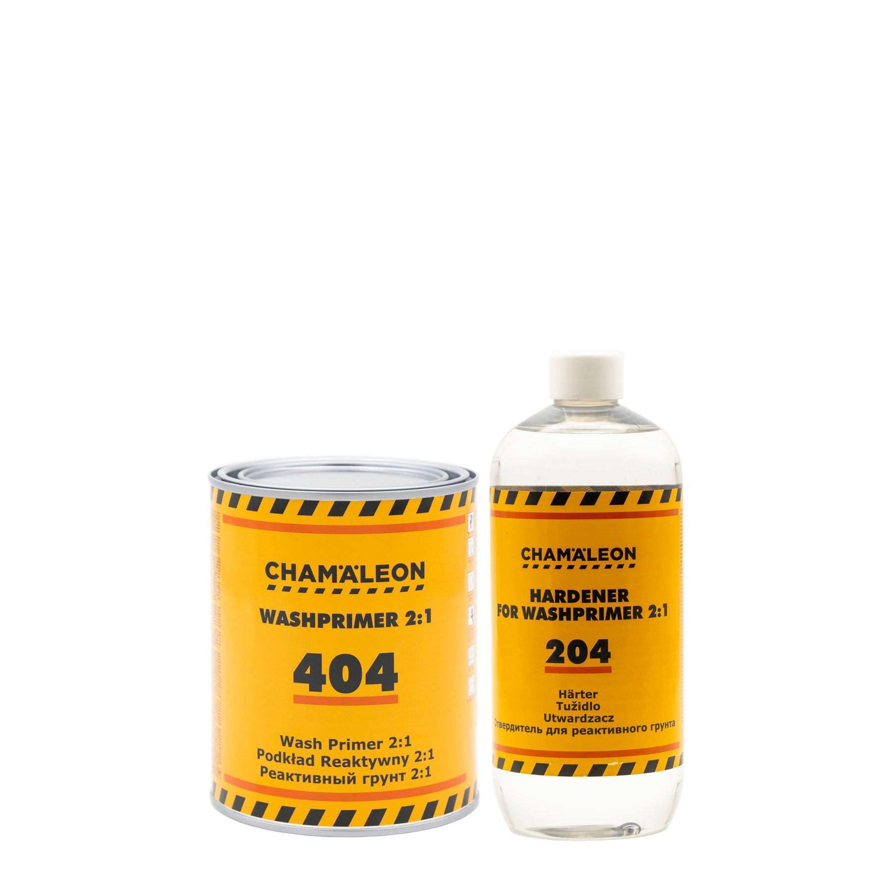 Chamaleon 2K Wash Primer 2:1 con catalizzatore, primer lavabile ad alta adesione per protezione efficace su superfici metalliche.