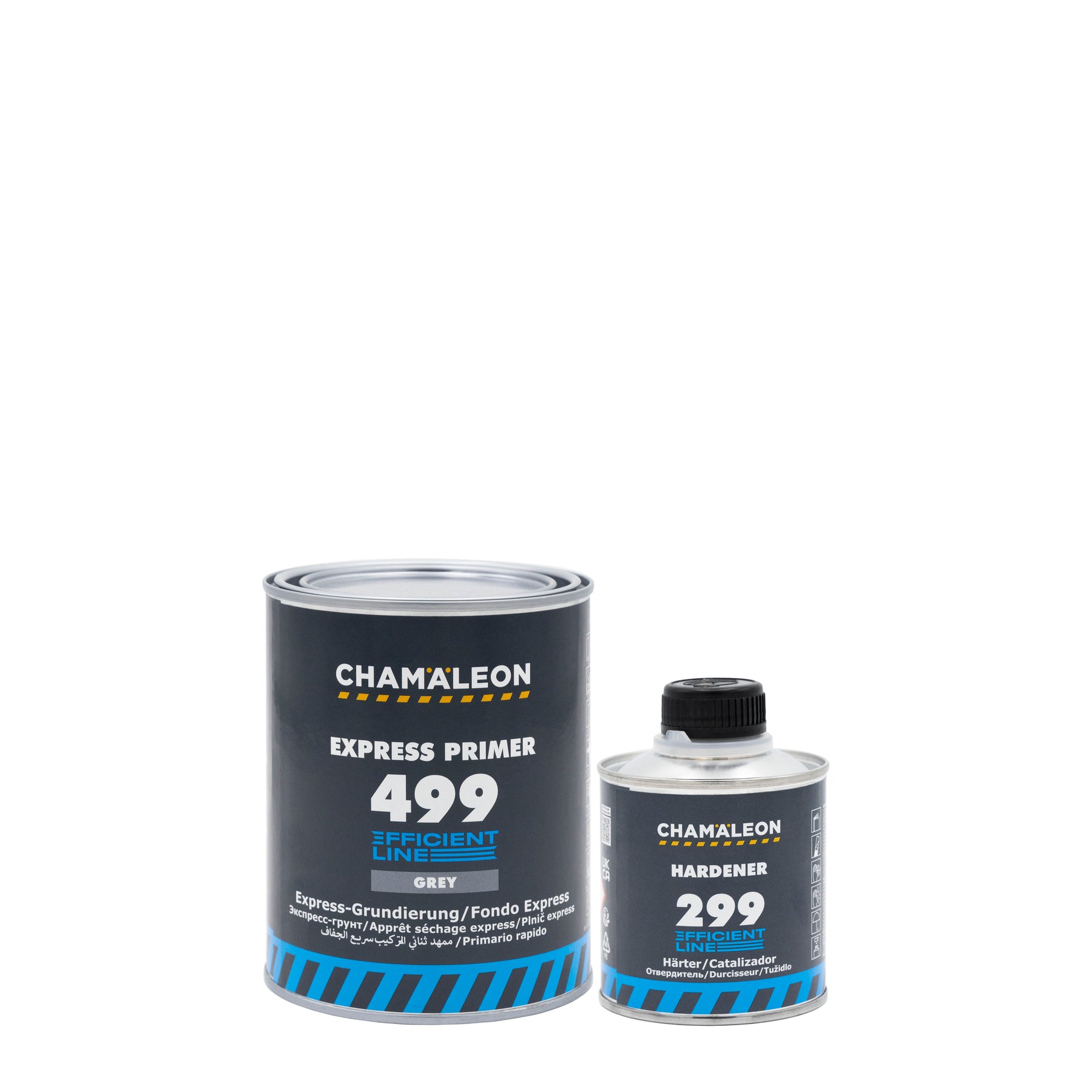 Chamaleon 2K Express Primer 4:1 con catalizzatore, primer rapido per una finitura professionale e duratura su varie superfici.