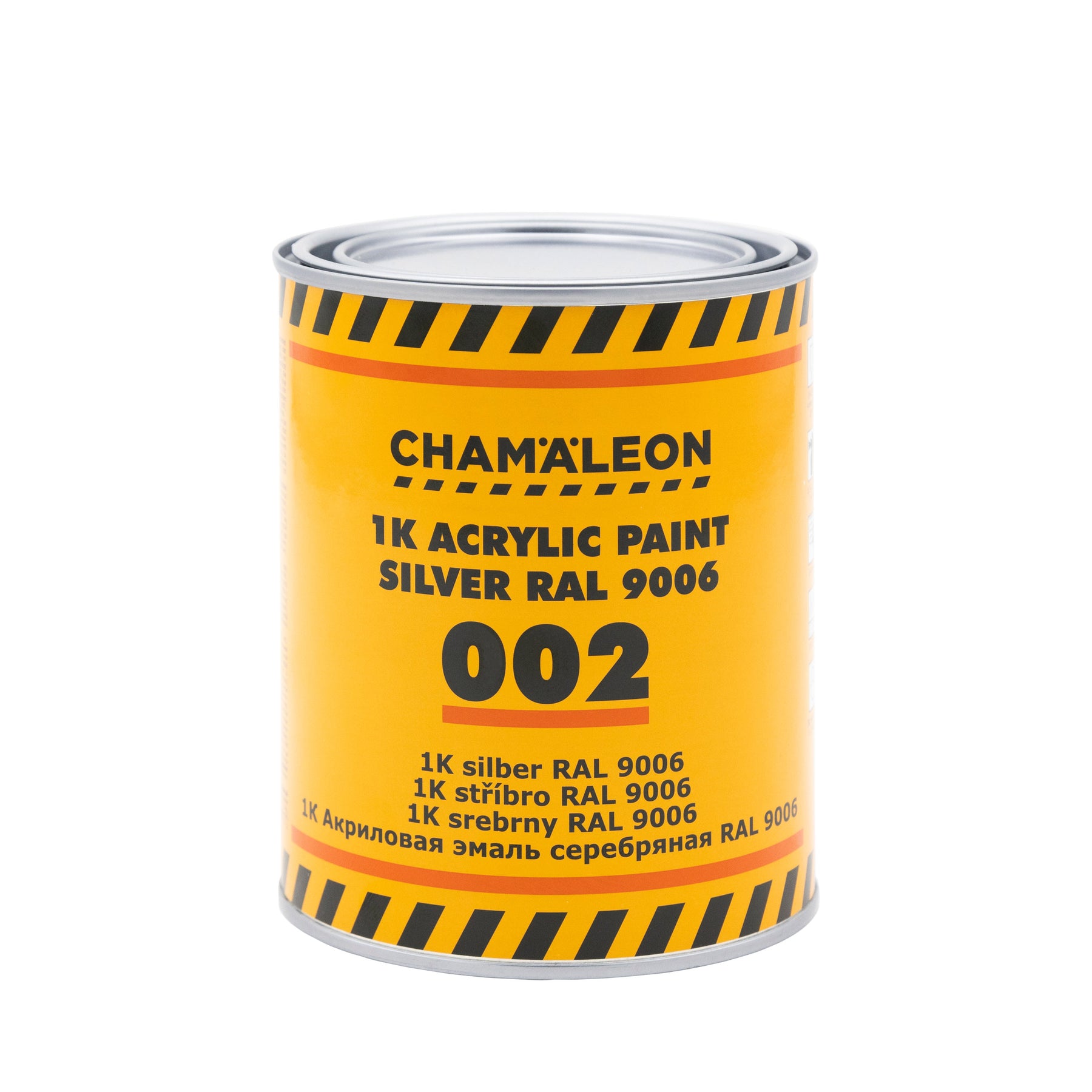 Barattolo di Chamaleon 1K Acrylic Paint 002 argento RAL 9006, vernice acrilica di alta qualità.
