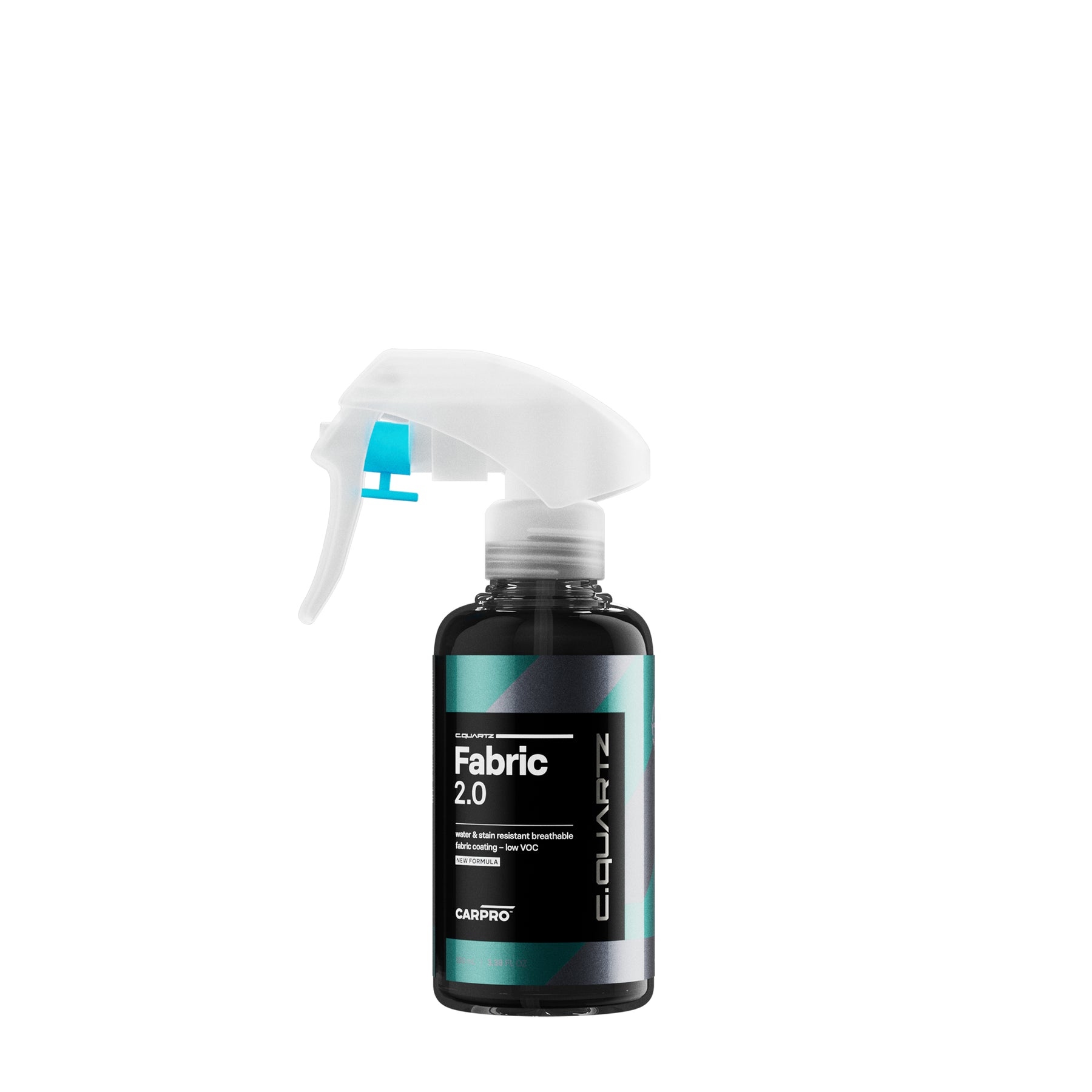 Flacone spray di CARPRO C.QUARTZ Fabric 2.0, un rivestimento traspirante e resistente alle macchie per la protezione dei tessuti.