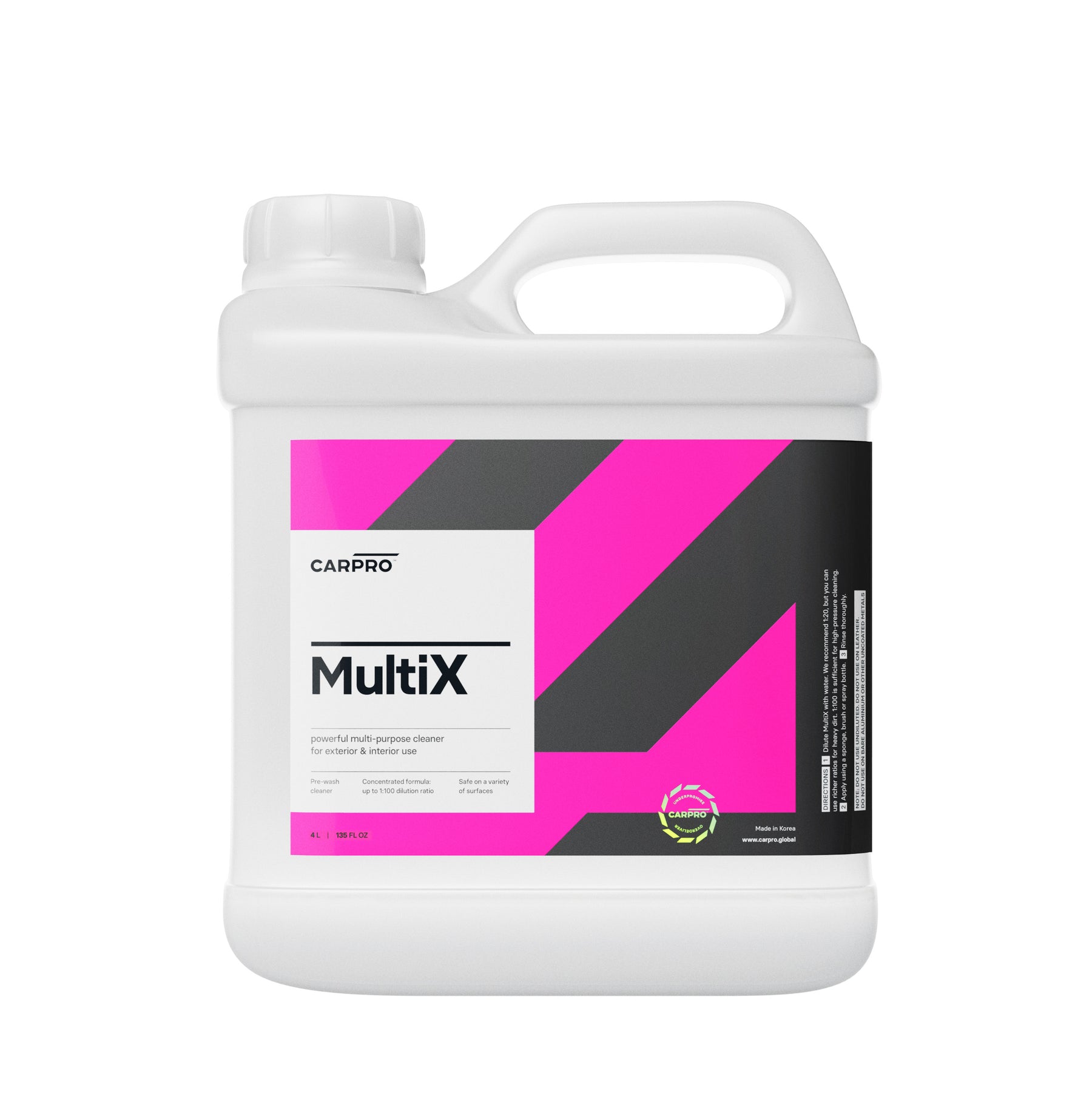 CARPRO MultiX, tanica da 4 litri di detergente multiuso concentrato, adatto per una pulizia efficace di tutte le superfici e tipi di sporco, ideale per uso interno ed esterno.