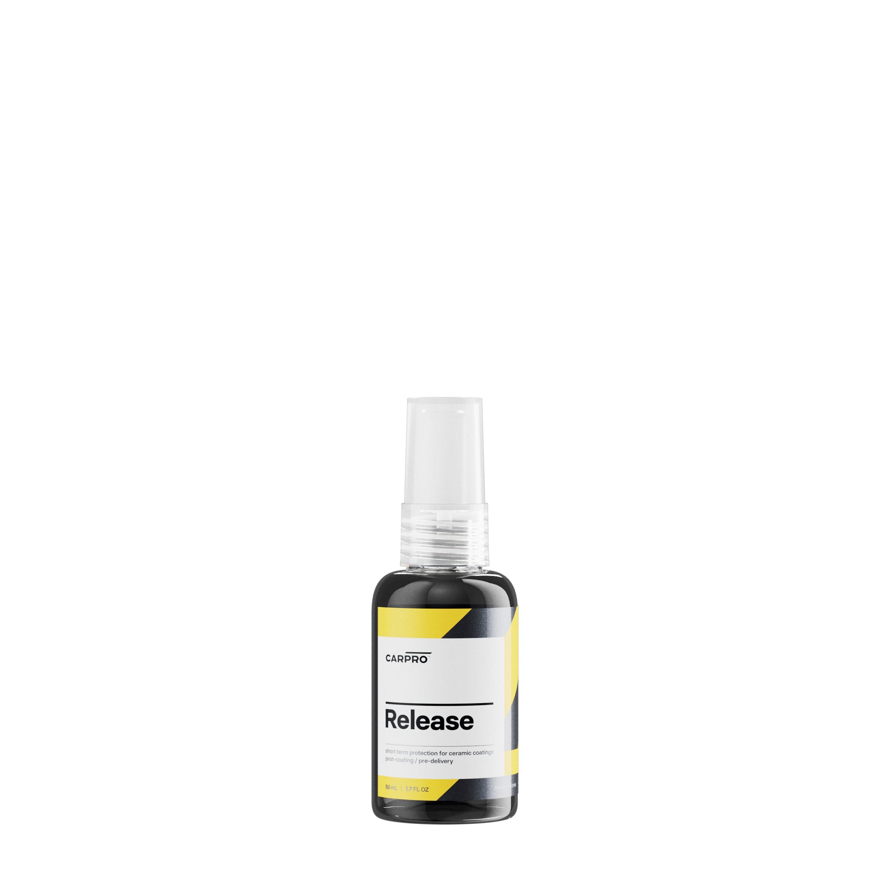 Bottiglia di CARPRO Release sigillante spray con etichetta bianca e gialla, su sfondo bianco.
