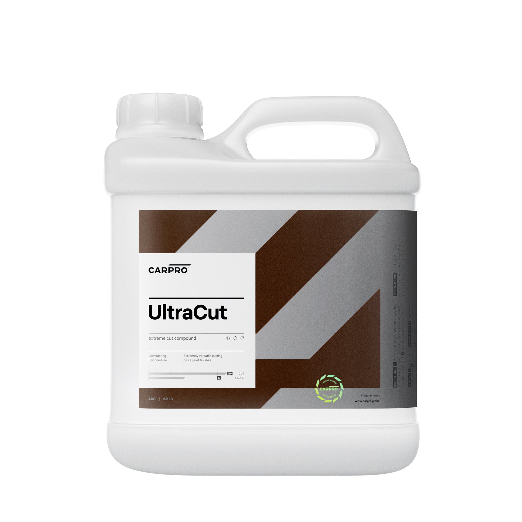Tanica di CarPro Ultracut, polish ultra abrasivo per la rimozione di difetti gravi e finitura impeccabile delle superfici auto.