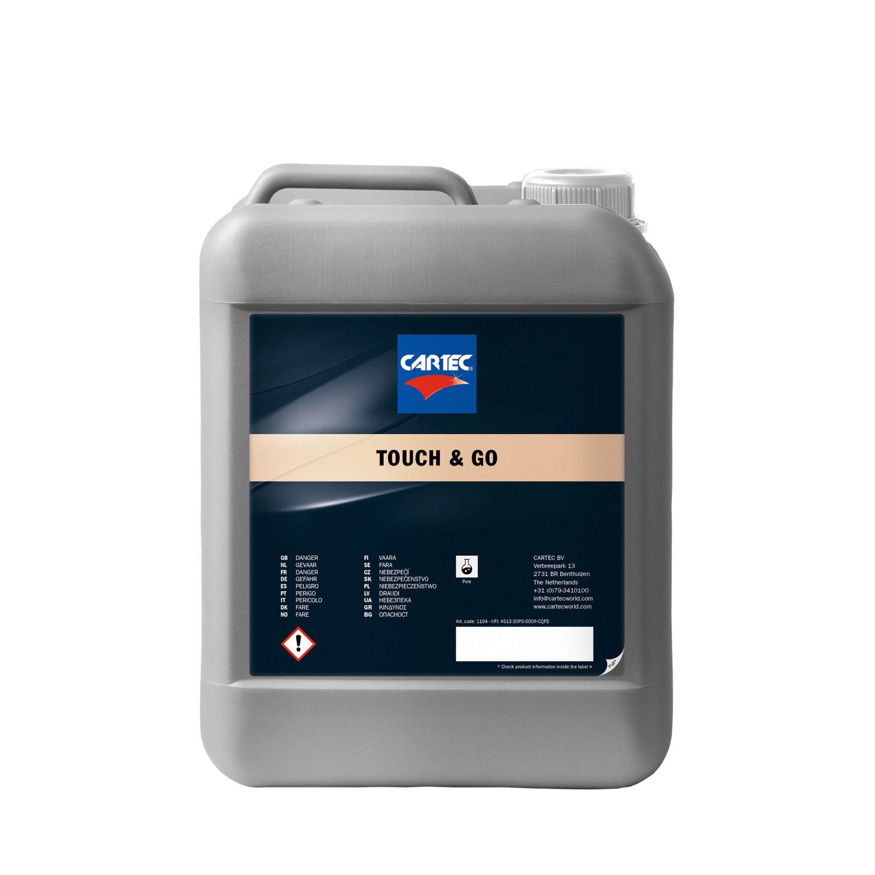 Tanica di CARTEC Touch & Go per lavaggio rapido senza risciacquo.