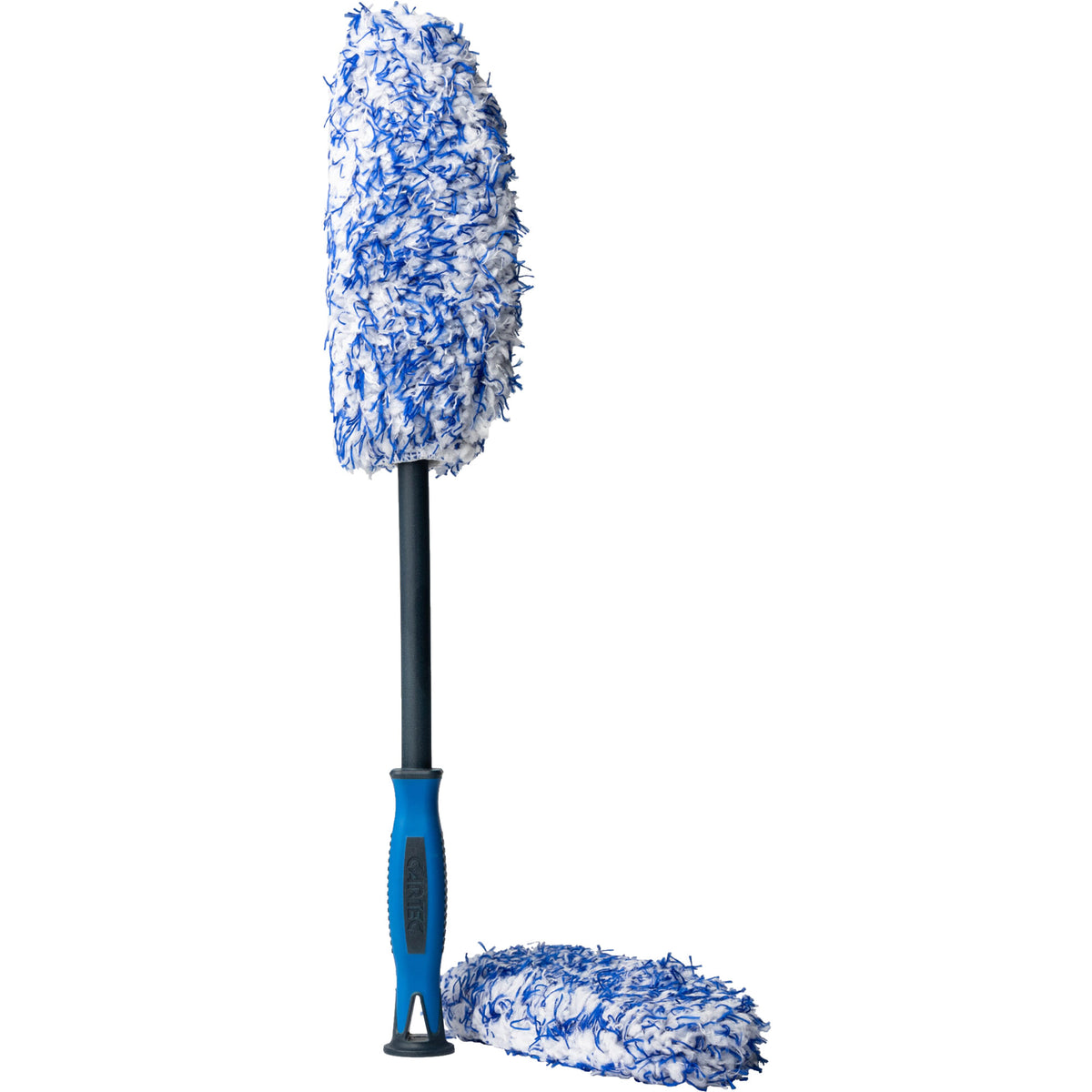 CARTEC Slim Microfiber Wheel Brush con impugnatura ergonomica e rivestimento in microfibra blu per la pulizia efficace di cerchi auto