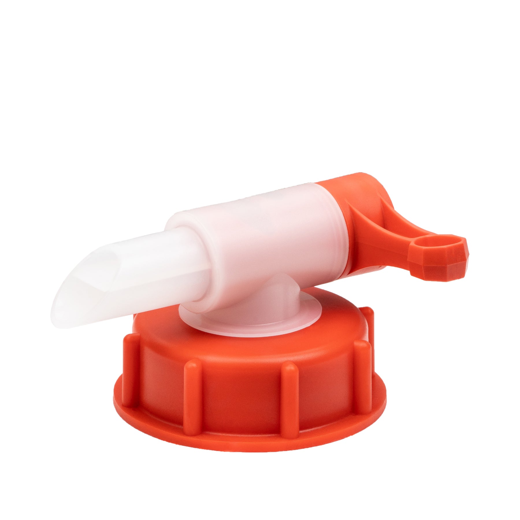 Rubinetto dosatore arancione e bianco per flaconi, progettato per un dosaggio preciso dei prodotti di detailing.