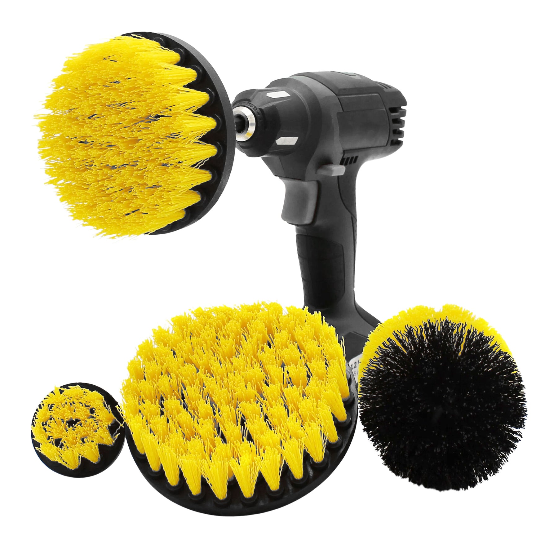Set Spazzole da Trapano Gialle per una pulizia auto dettagliata ed efficiente.