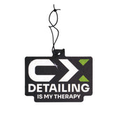 Profumatore per auto Carismatix con logo CX e slogan "Detailing is my therapy"