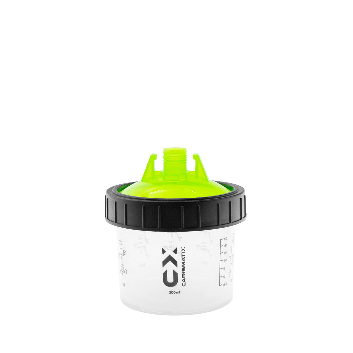 Tazza CARISMATIX Paint Spray Cup da 200ml con coperchio verde e scala graduata per miscelazione vernici