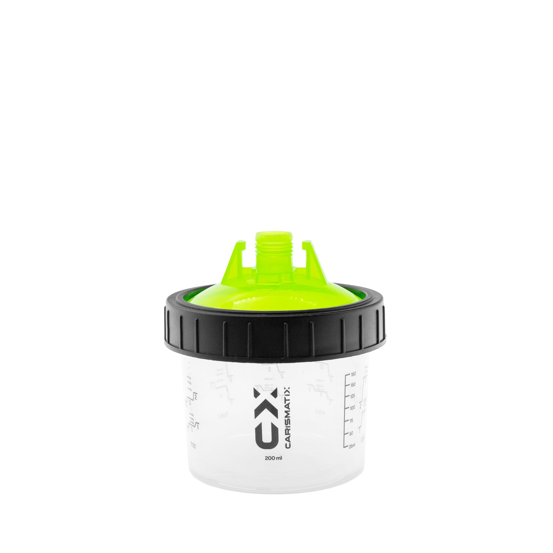 Tazza CARISMATIX Paint Spray Cup da 200ml con coperchio verde e scala graduata per miscelazione vernici