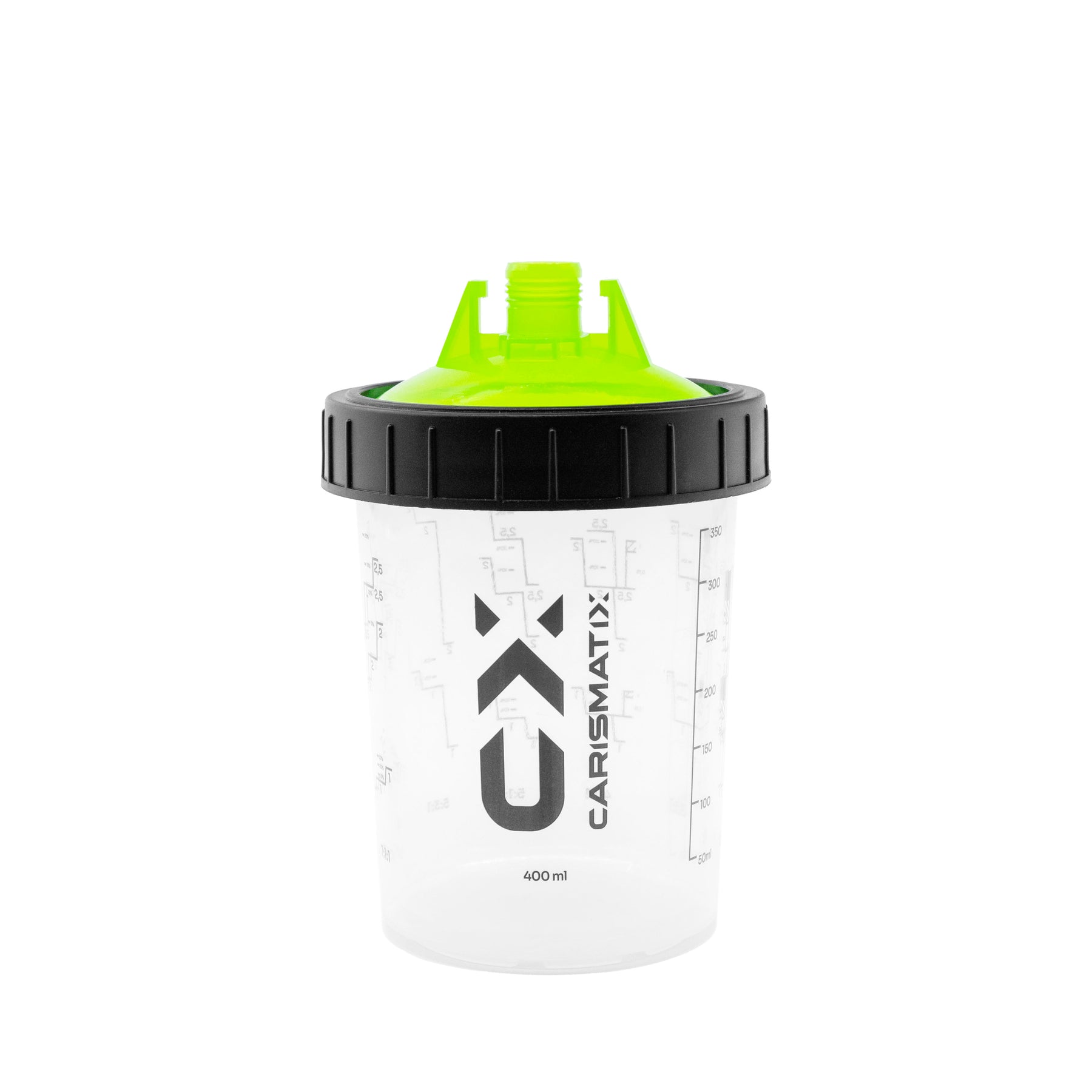 Tazza CARISMATIX Paint Spray Cup da 400ml con scala graduata e tappo verde per preparazione vernice