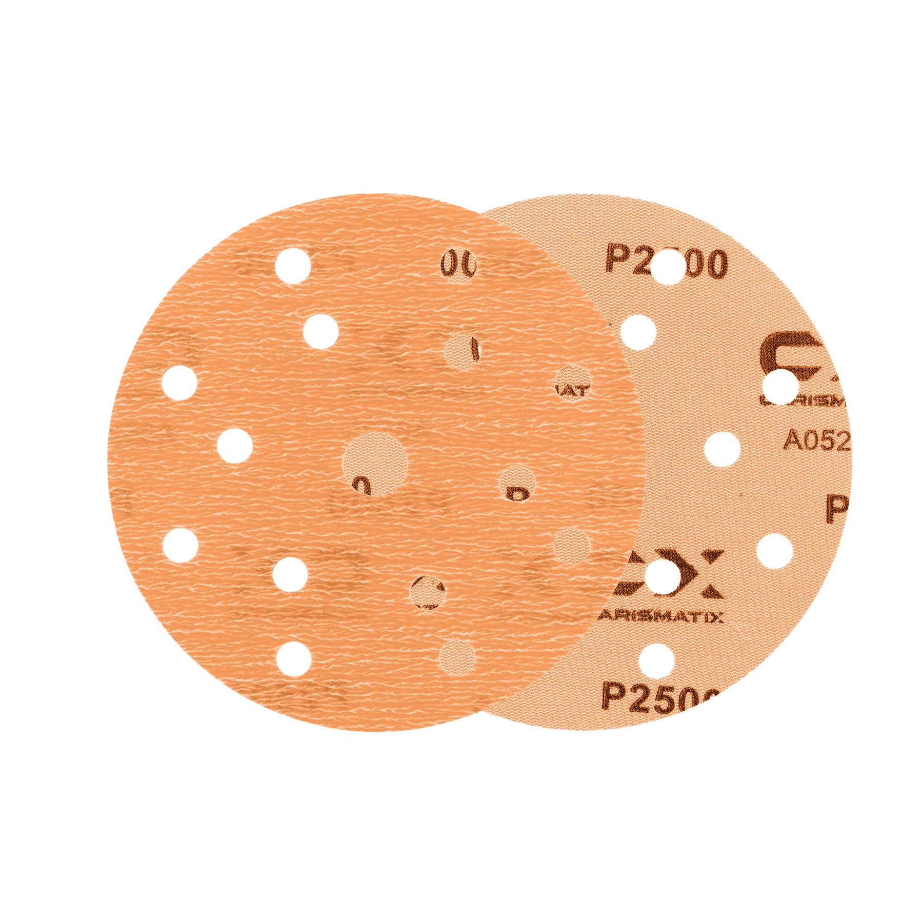 Fronte e retro dei dischi abrasivi CARISMATIX FLEXCUT grana P2500 da 150mm